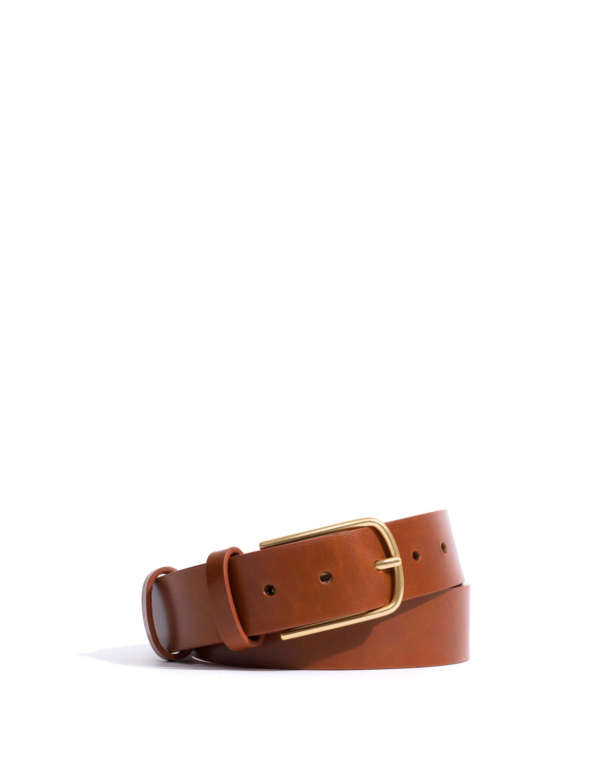Whane simple unisex leather belt Vegetal soft calf & metal Cinnamon & gold buckle