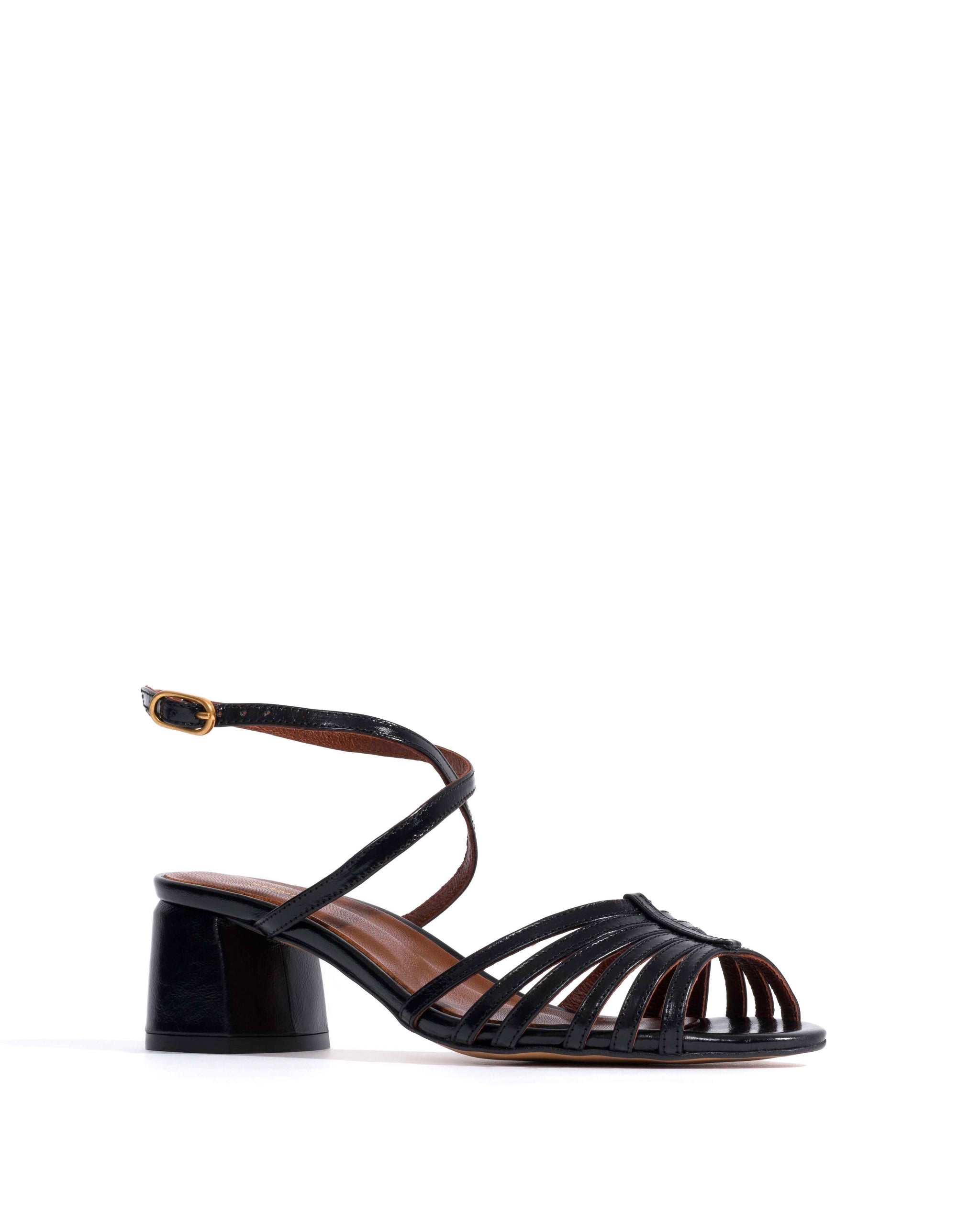 Tangie open Crinkled polished goat Black - Anonymous Copenhagen Heels