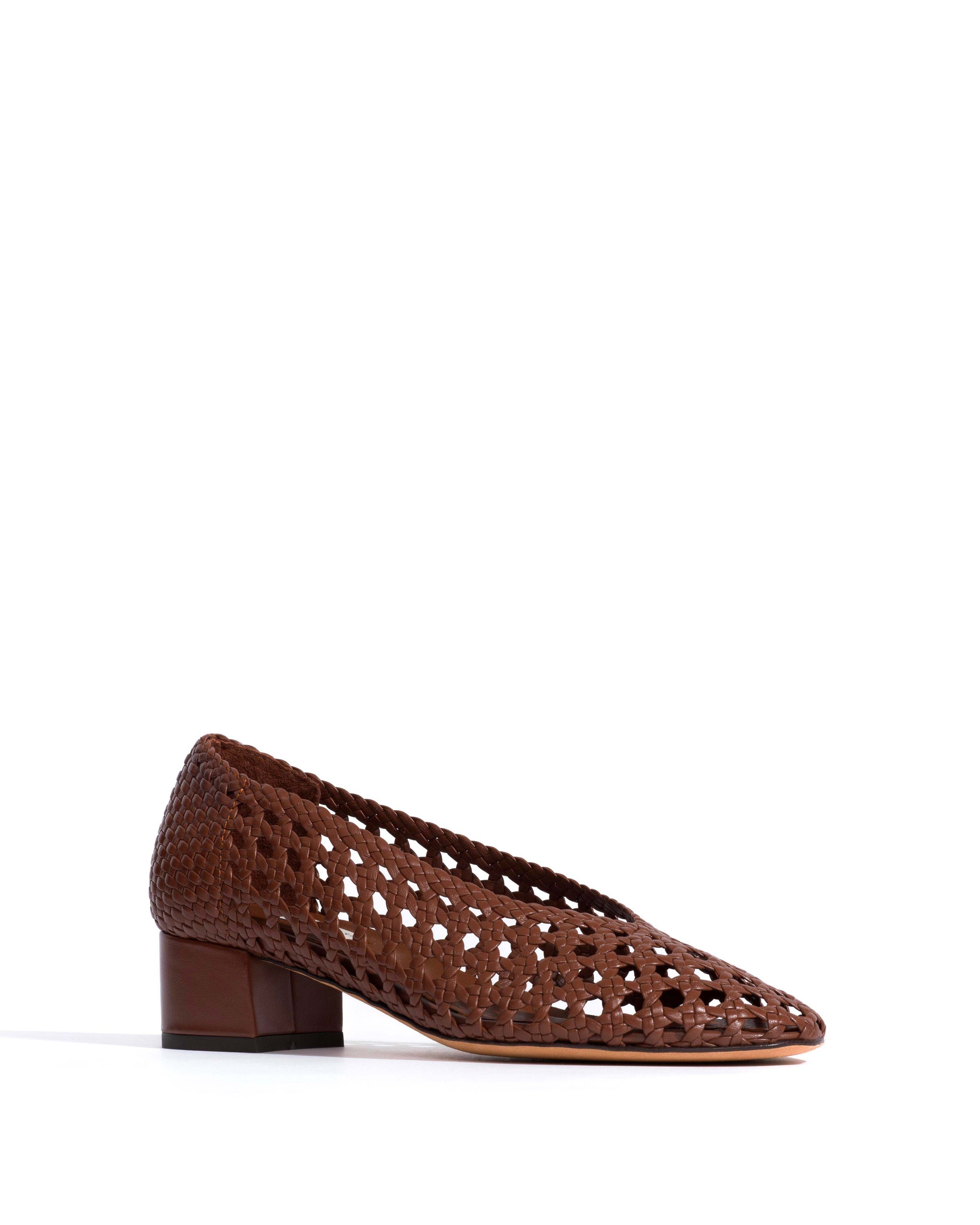 Sessi 40 hand-braided Hand-braided leather Chocolate - Anonymous Copenhagen Heels