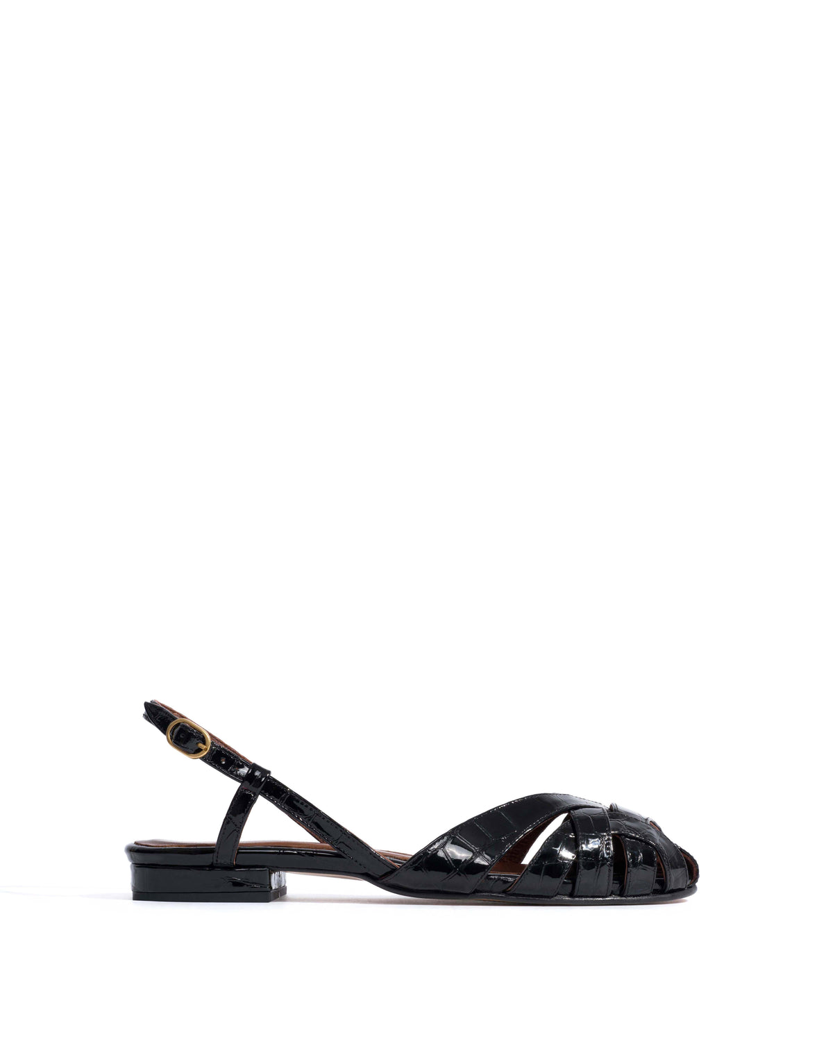 Banie 20 Polished croco calf Black