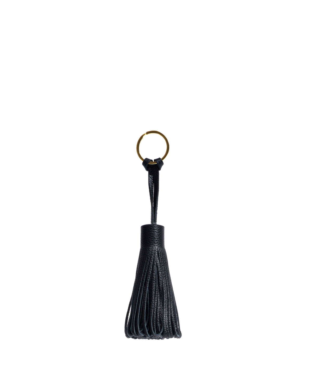 Katty fringe keyring Pebbled soft calf Black