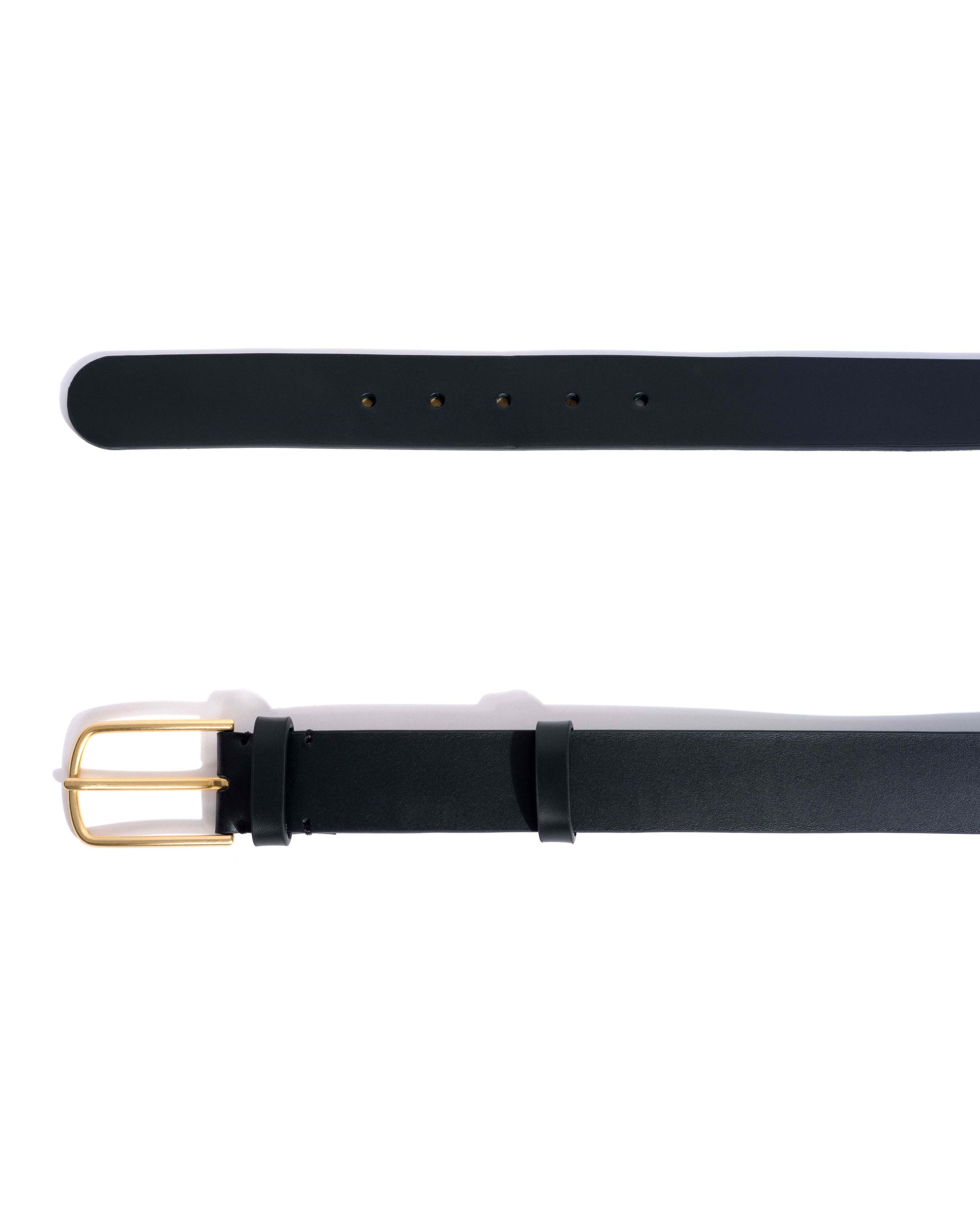 Whane simple unisex leather belt Vegetal soft calf & metal Black & gold buckle - Anonymous Copenhagen Belts