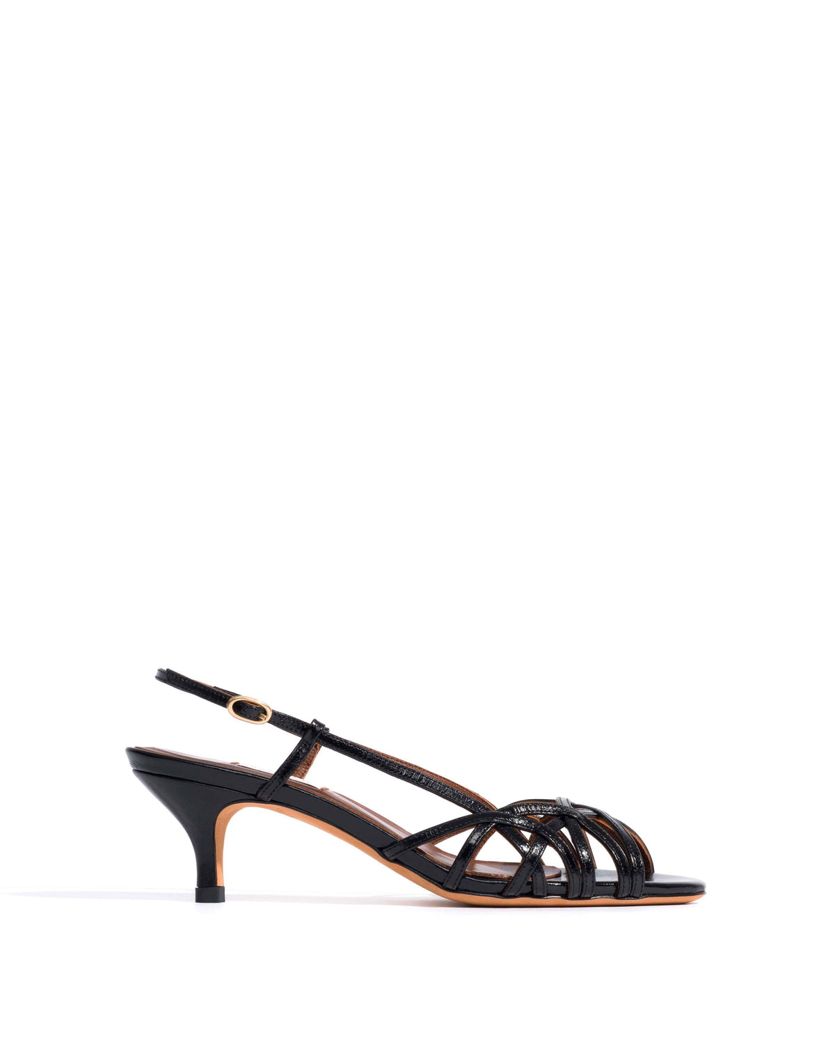 Scarlett 50 kitten Crinkled polished goat Black