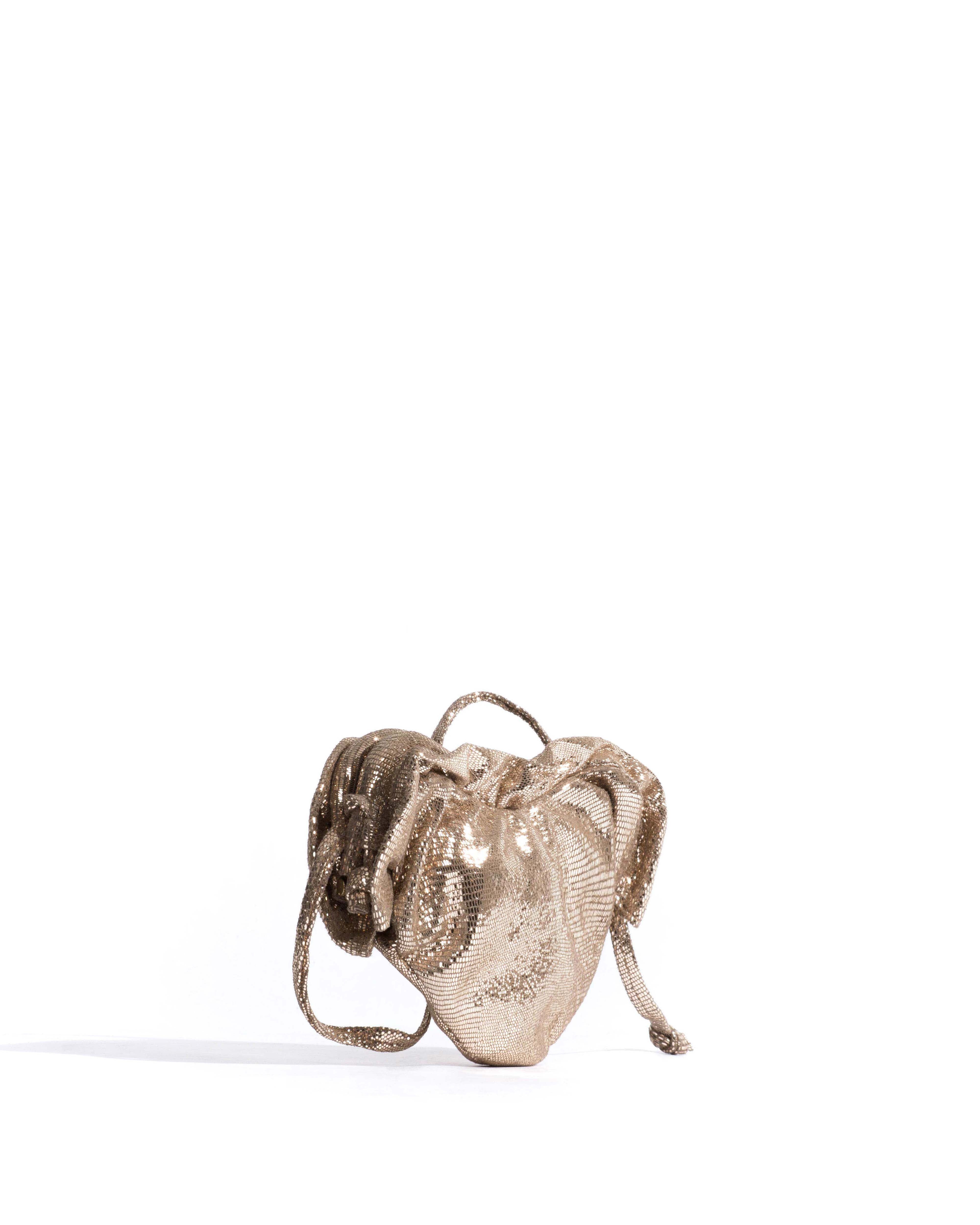 Zally petite heart bag Lizard metallic goat Vintage champagne
