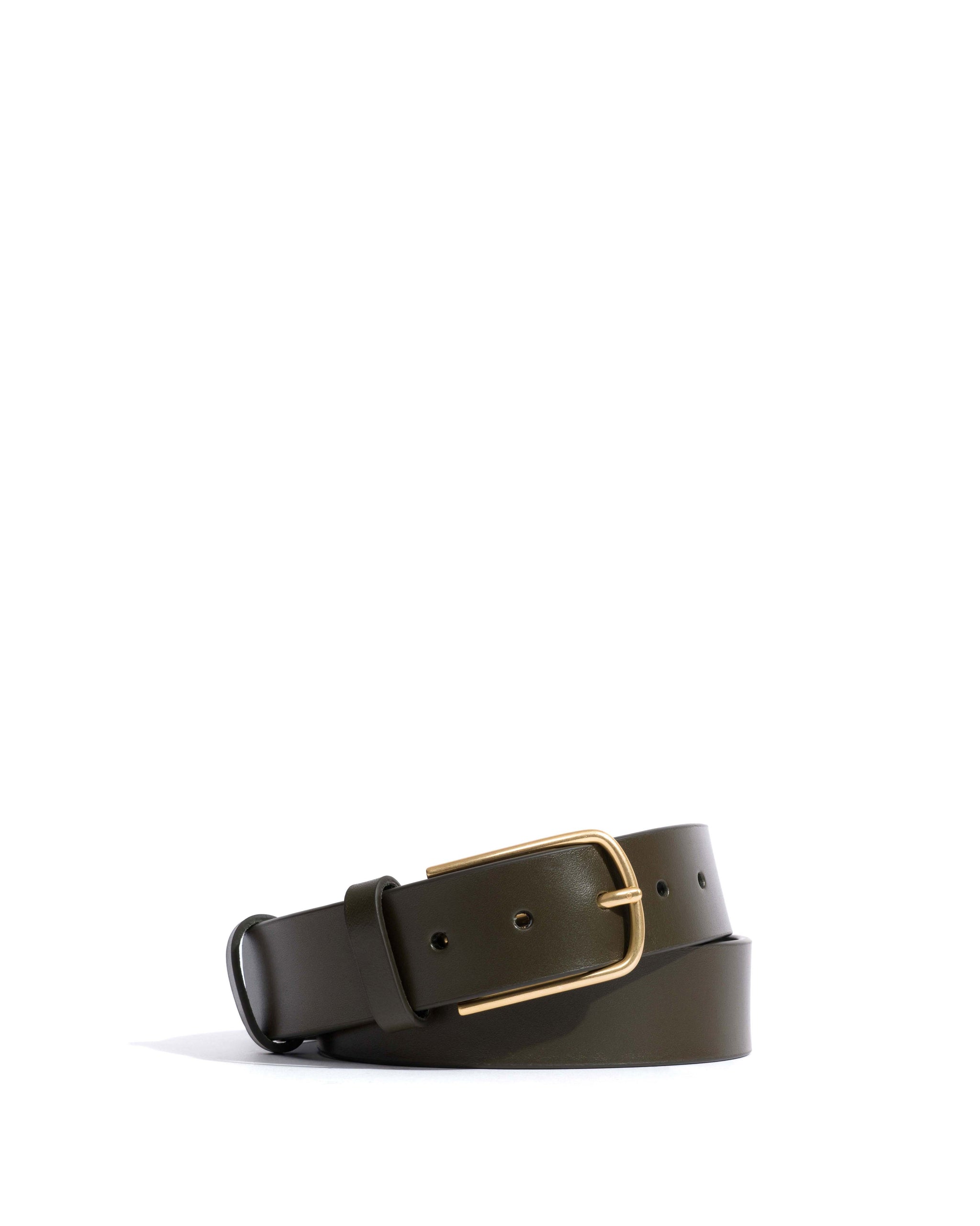 Whane simple unisex leather belt Vegetal soft calf & metal Forrest green & gold buckle - Anonymous Copenhagen Belts
