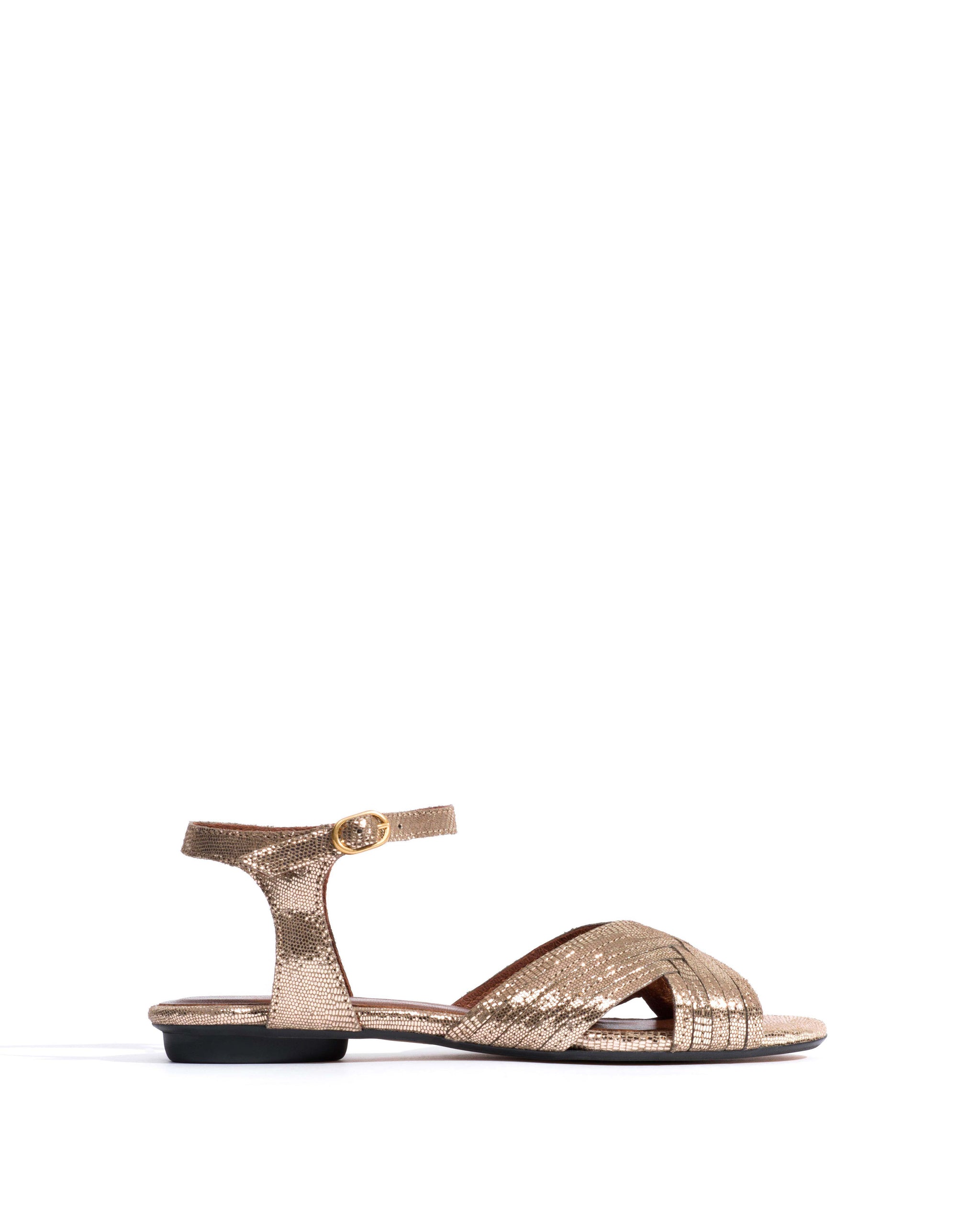 Niabi 10 Lizard metallic goat Vintage champagne - Anonymous Copenhagen Flat sandals