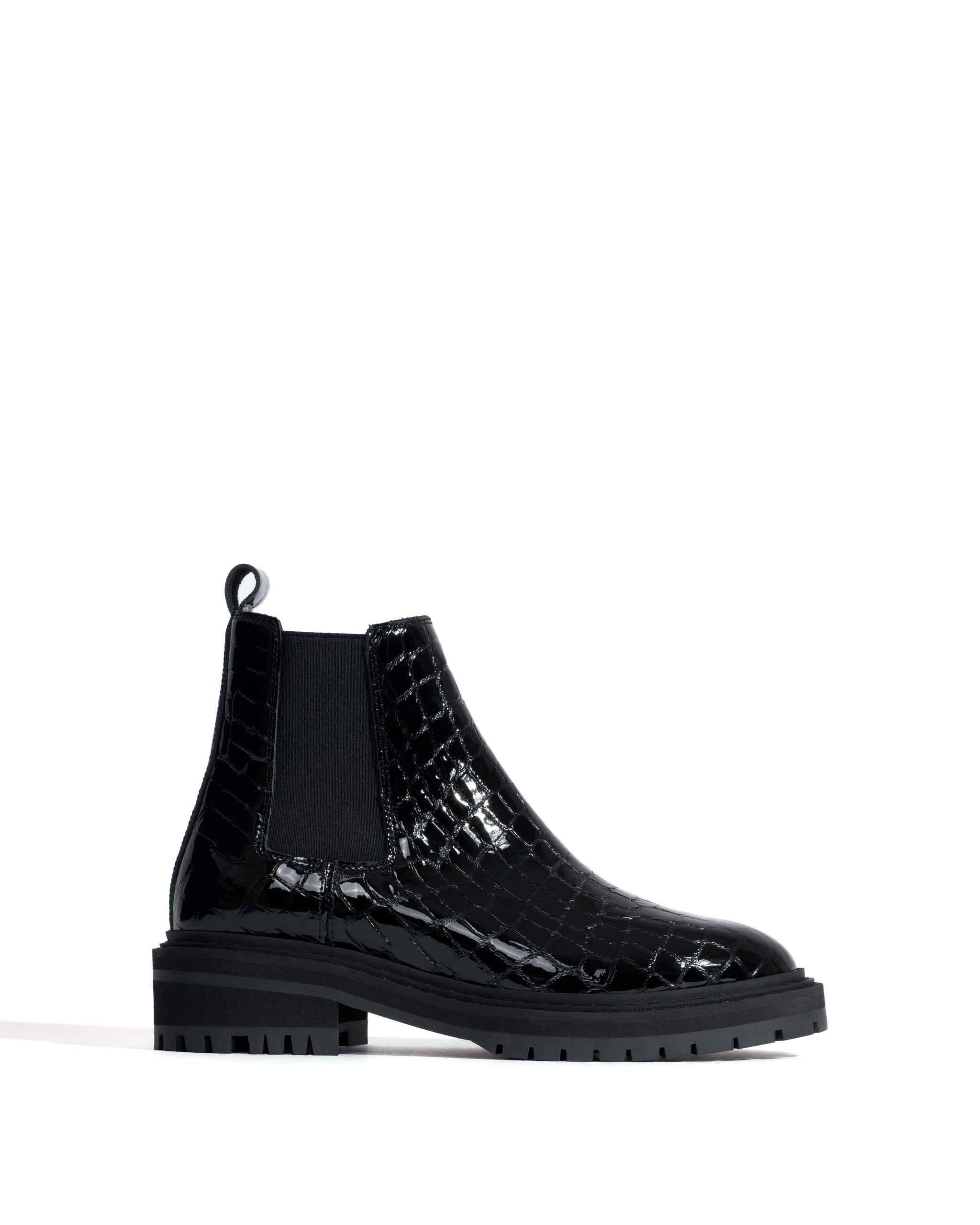 Haily low cut Polished croco calf Black