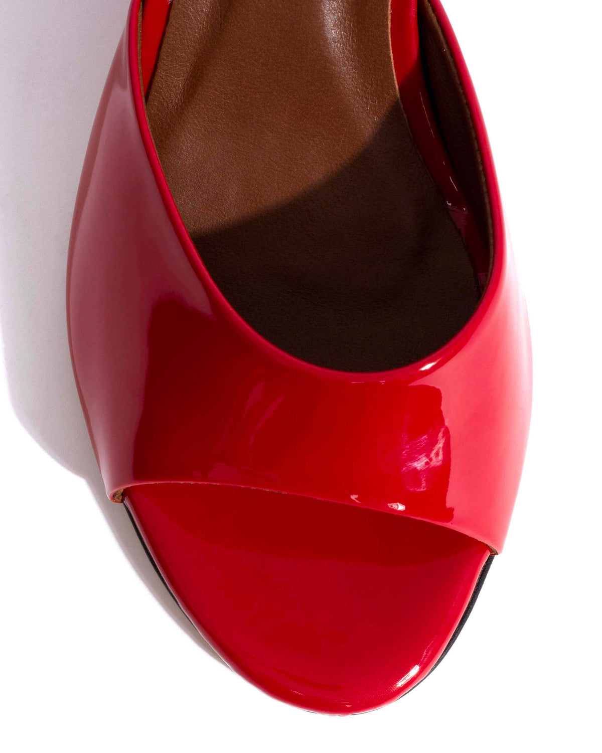 Gwen 75 wedge Polished soft calf Ruby red