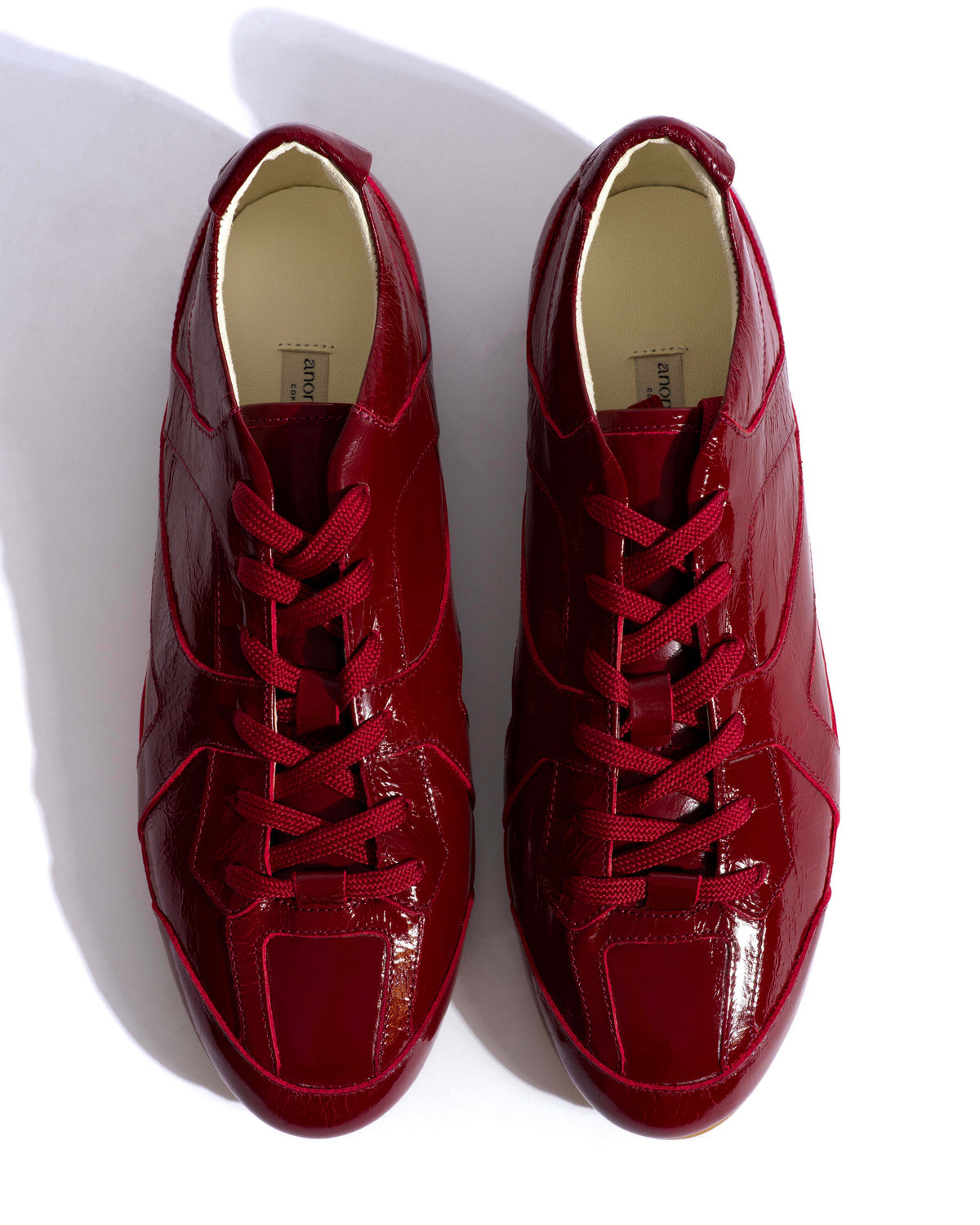 Sneakerina Crinkled polished goat Pomegranate