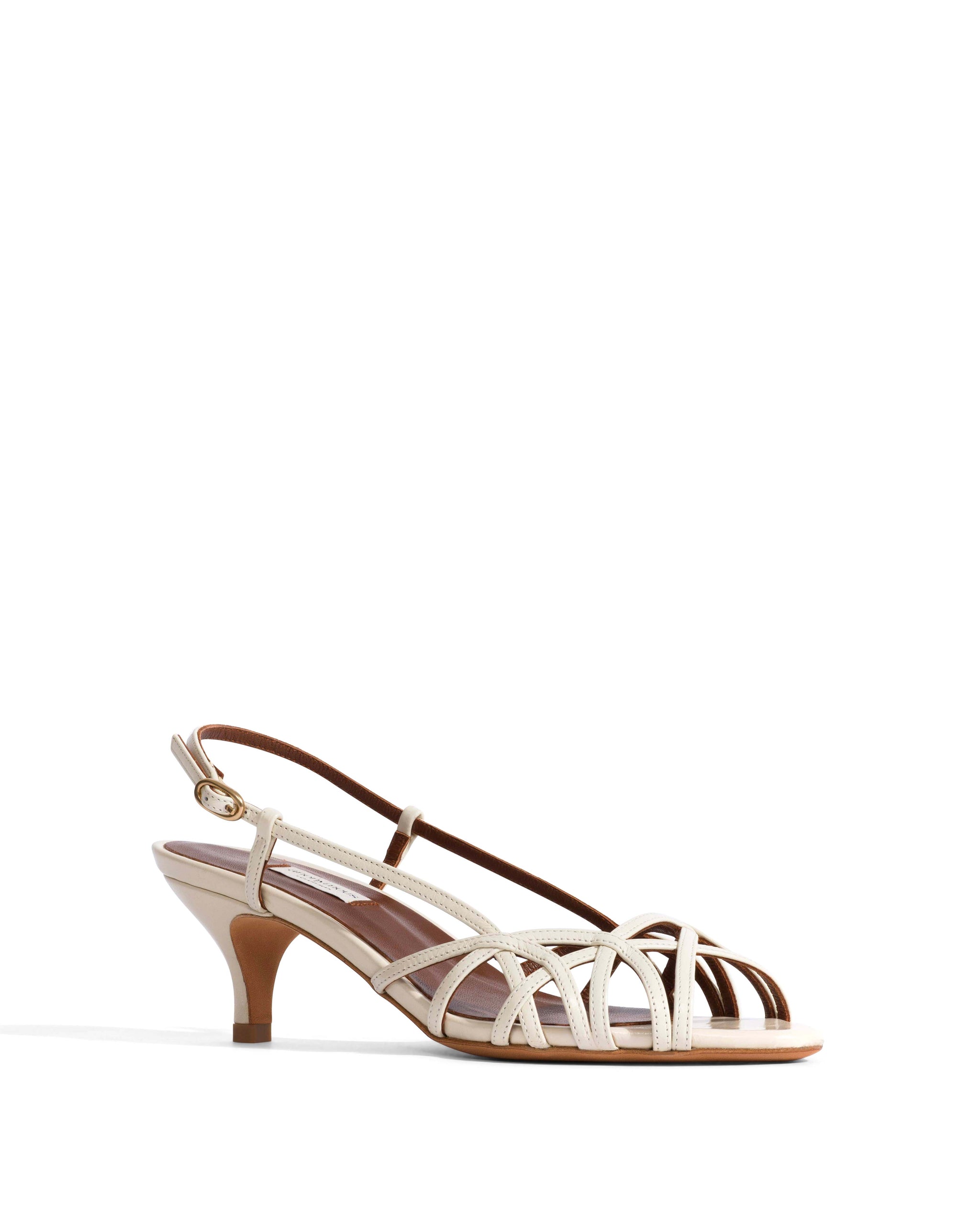 Scarlett 50 kitten Crinkled polished goat White sand - Anonymous Copenhagen Heels