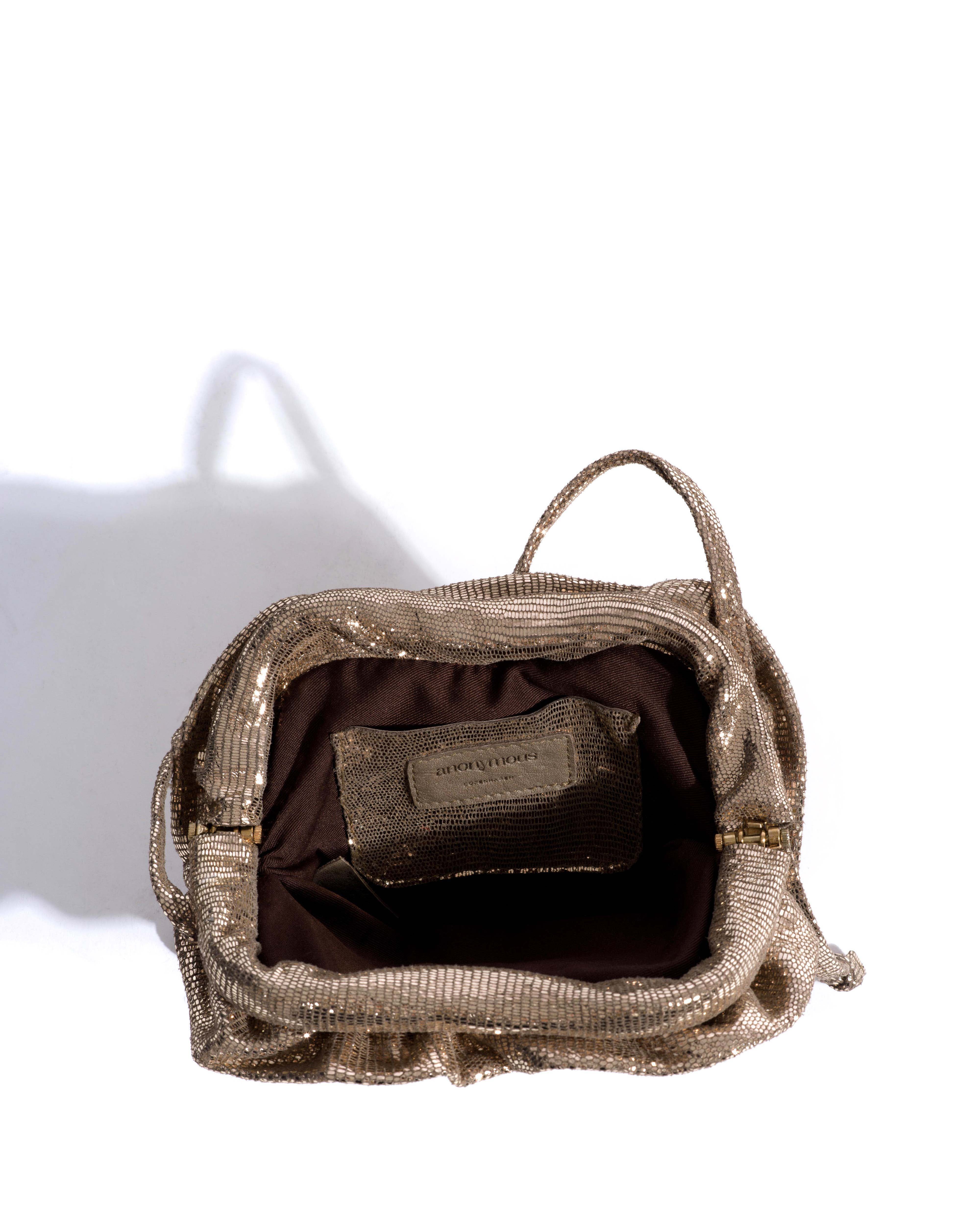 Zally petite heart bag Lizard metallic goat Vintage champagne