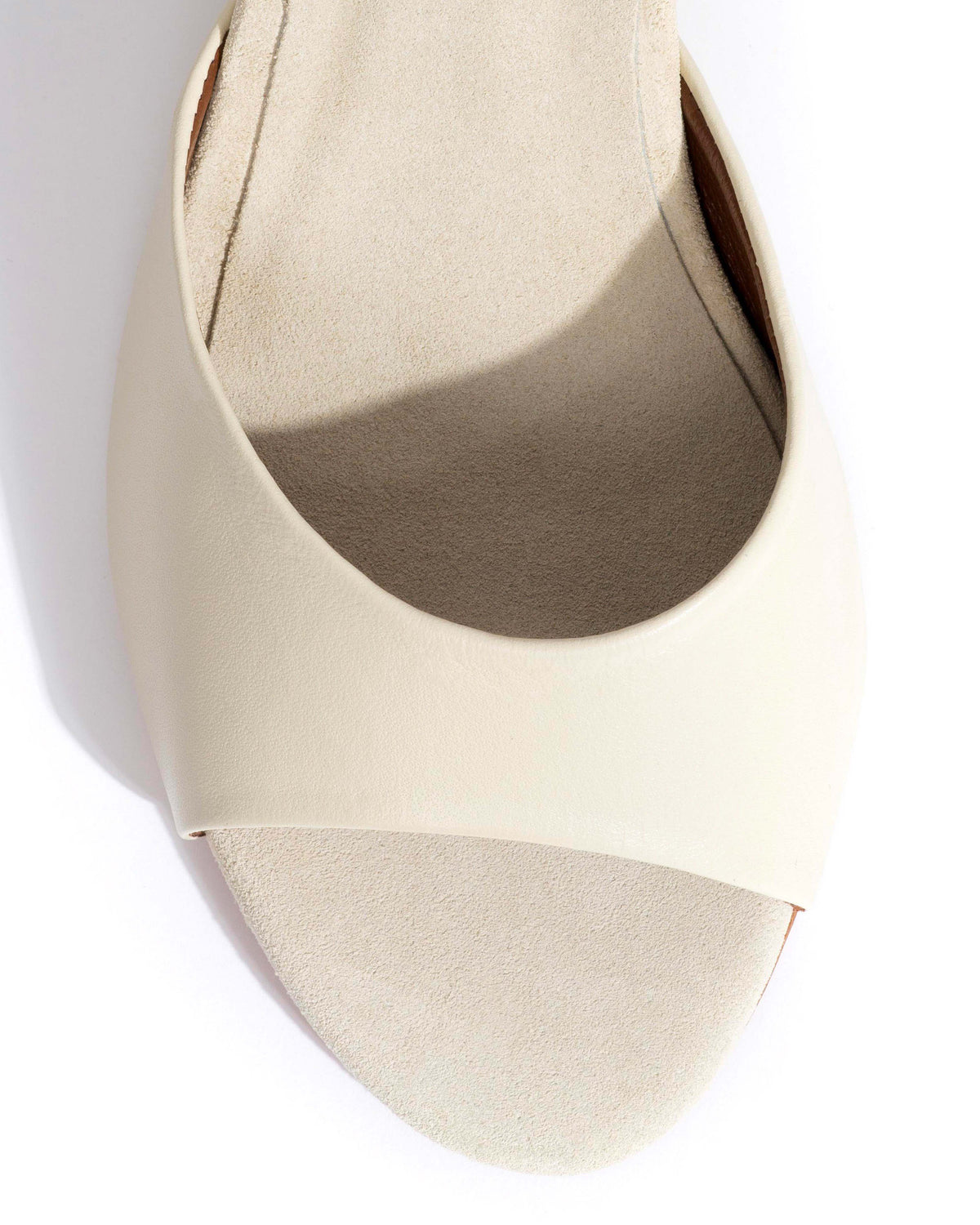 Gwen 75 wedge Shiny lamb & suede leather White sand & antique white