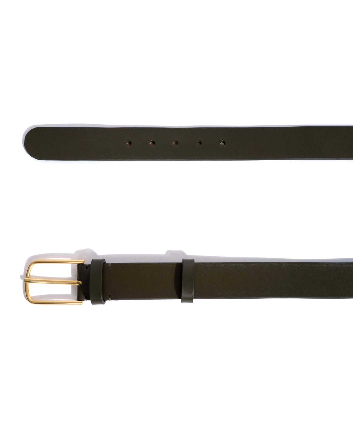 Whane simple unisex leather belt Vegetal soft calf & metal Forrest green & gold buckle