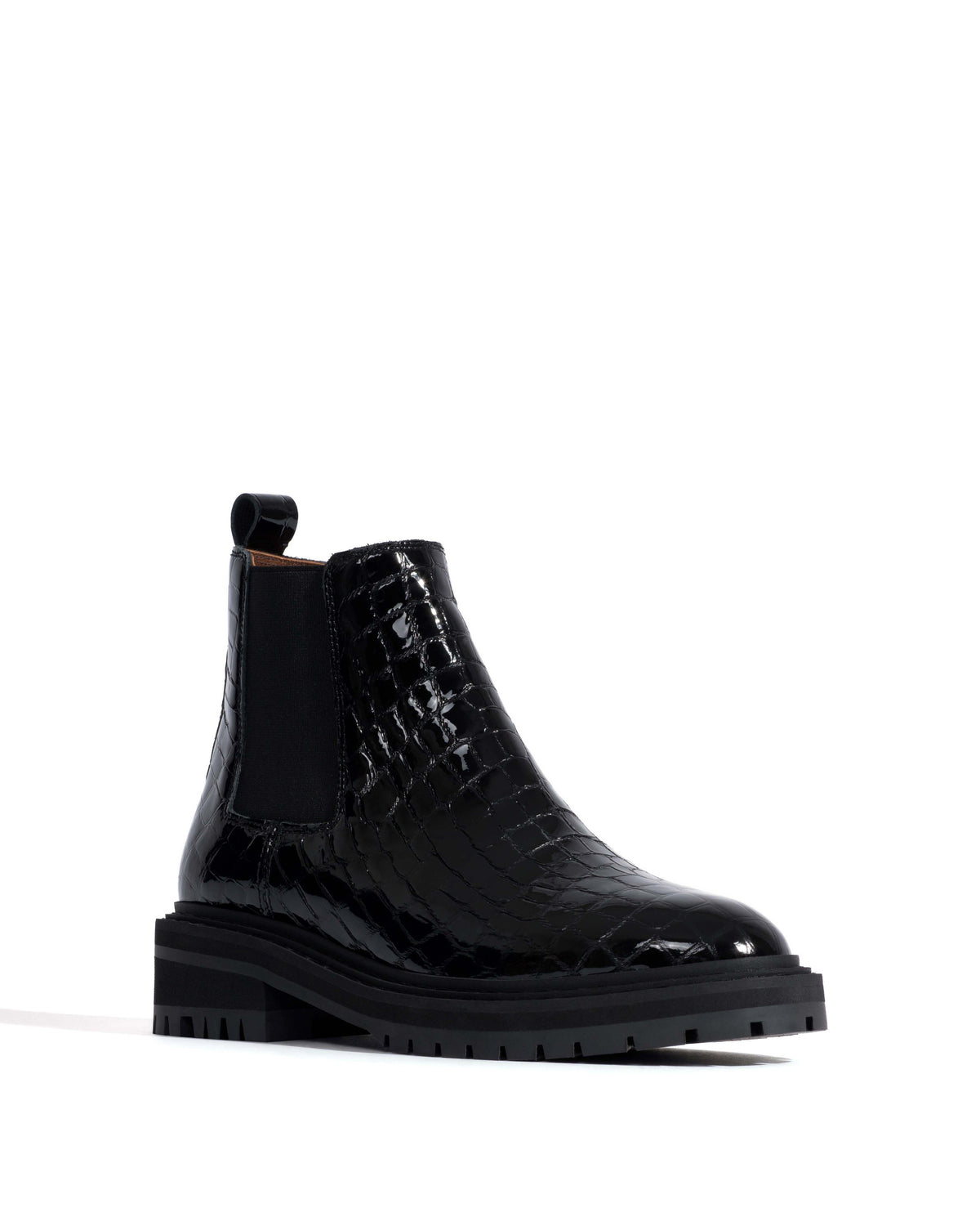 Haily low cut Polished croco calf Black