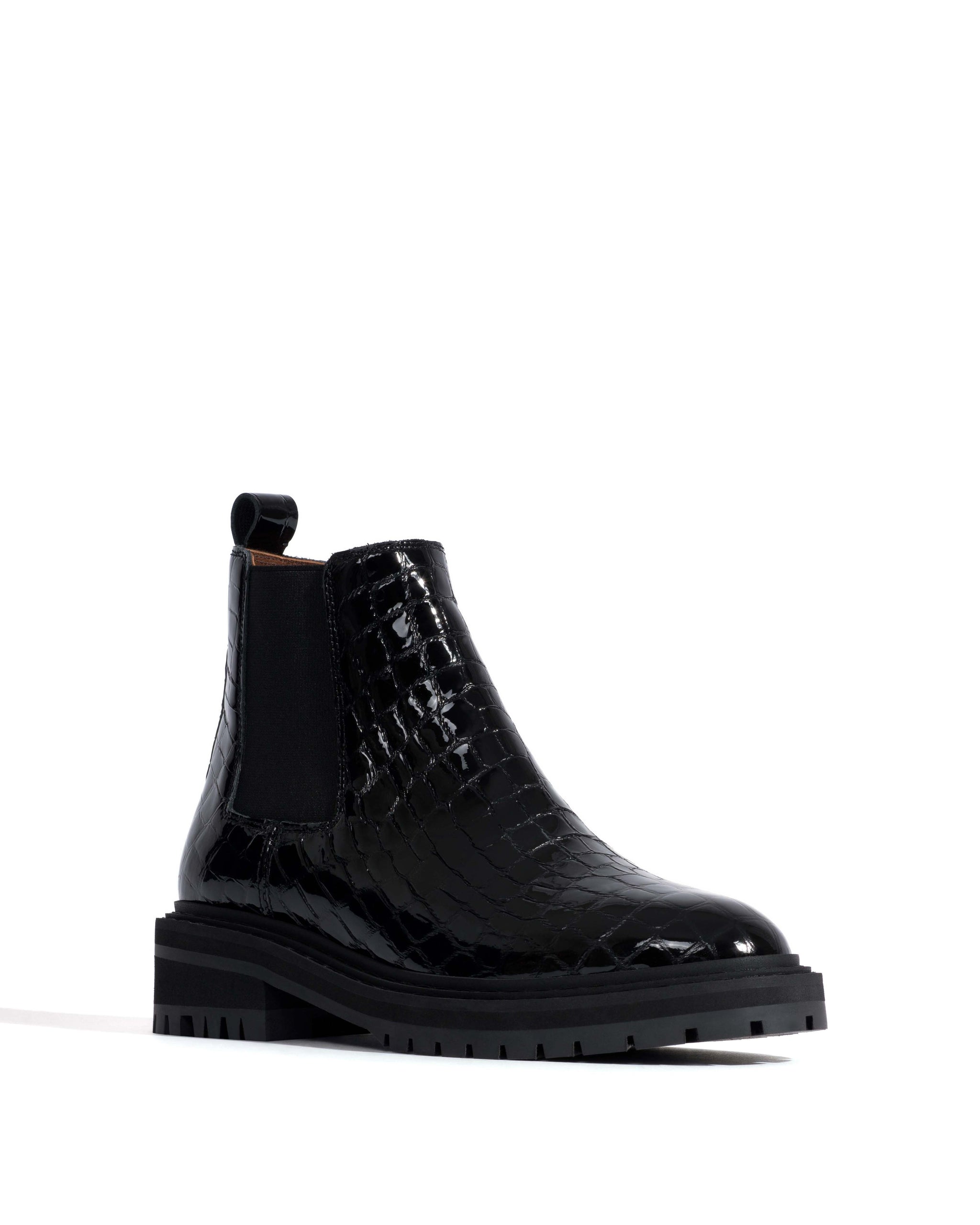 Haily low cut Polished croco calf Black