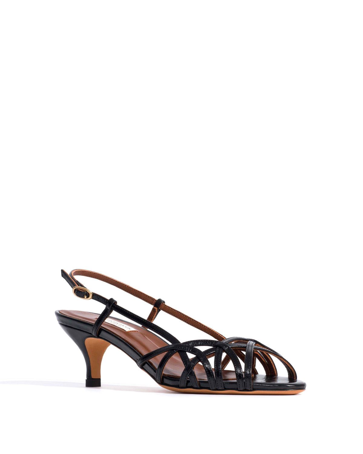 Scarlett 50 kitten Crinkled polished goat Black