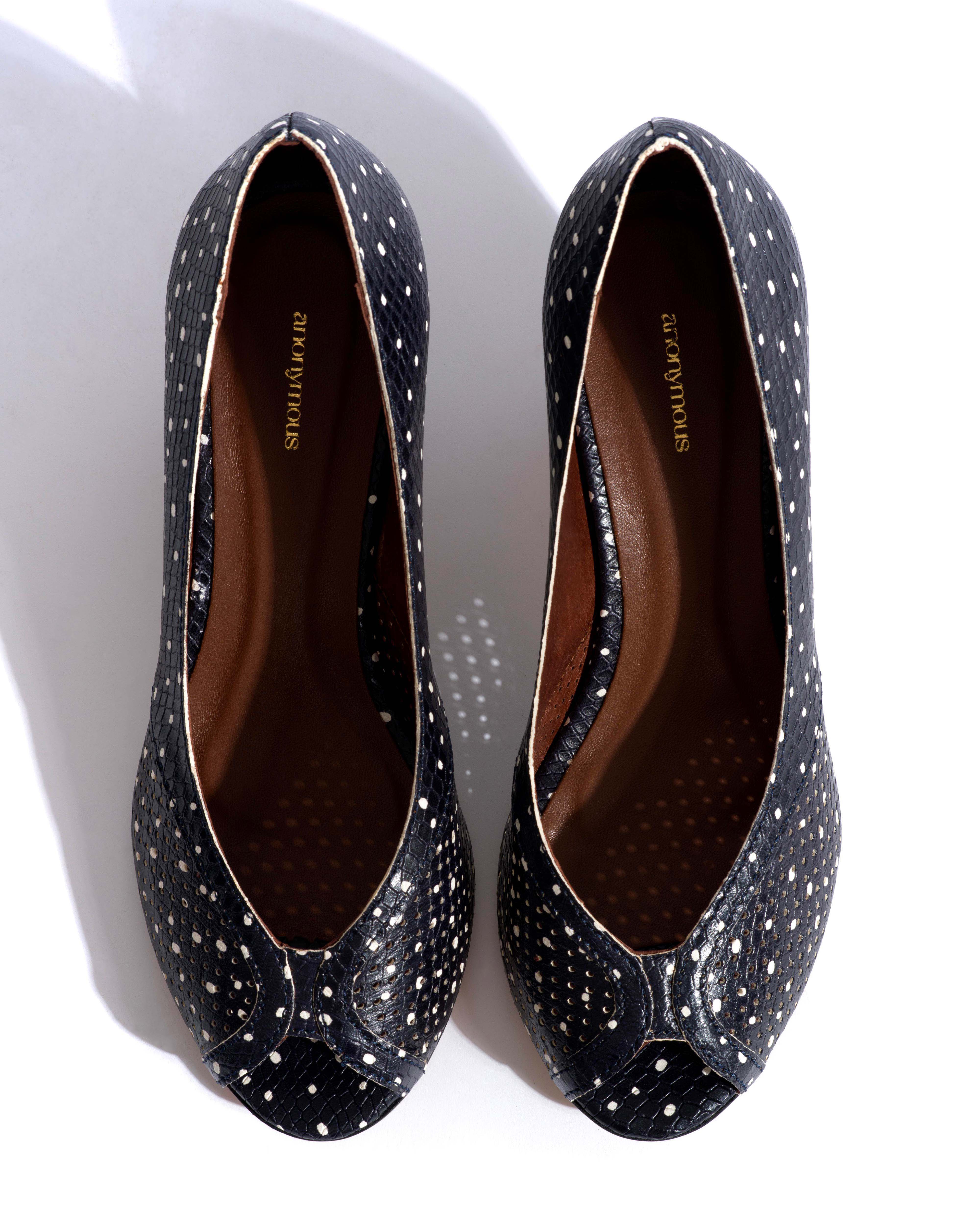 Tiffany stiletto Spotted snake calf Midnight blue