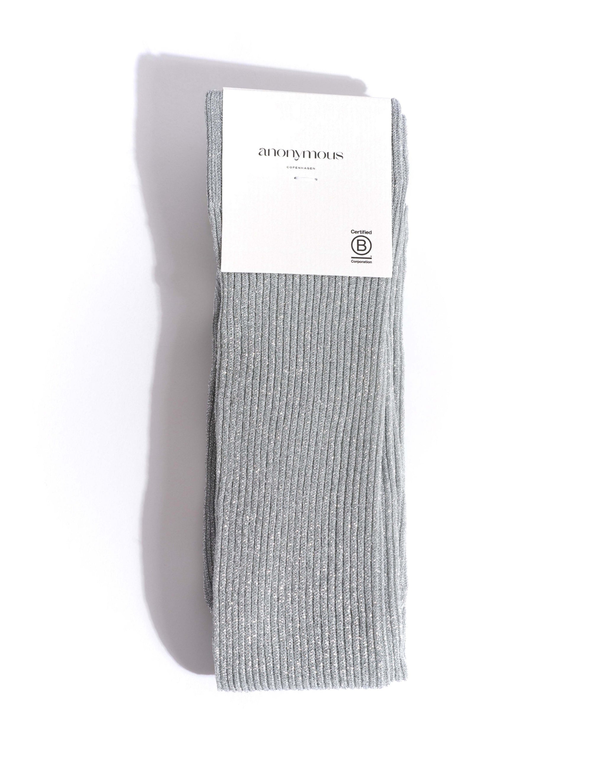 Noa mid calf glitter socks 52% nylon 48% polyester Silver