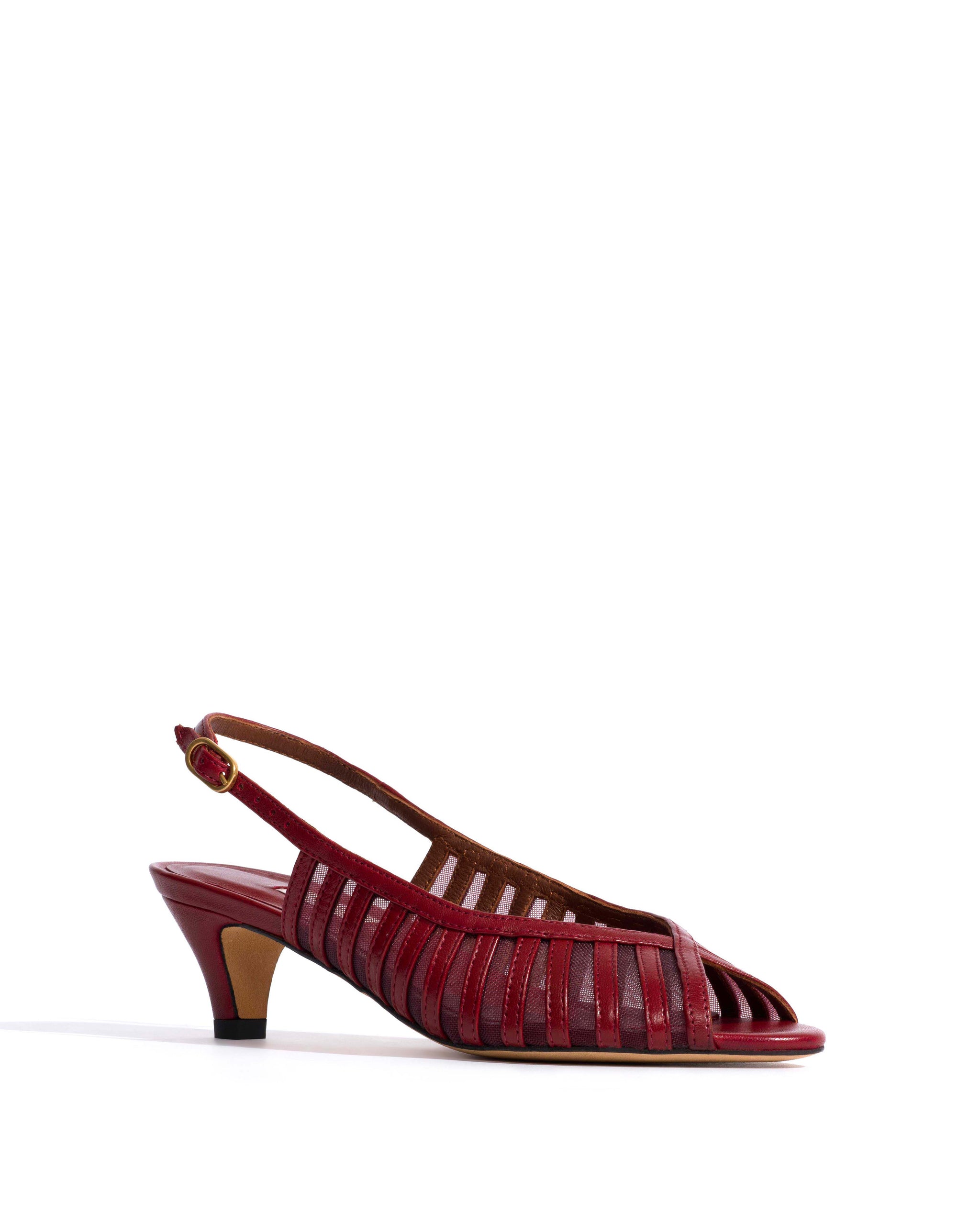 Carminho 40 mesh Shiny lamb & mesh Pomegranate - Anonymous Copenhagen Heels