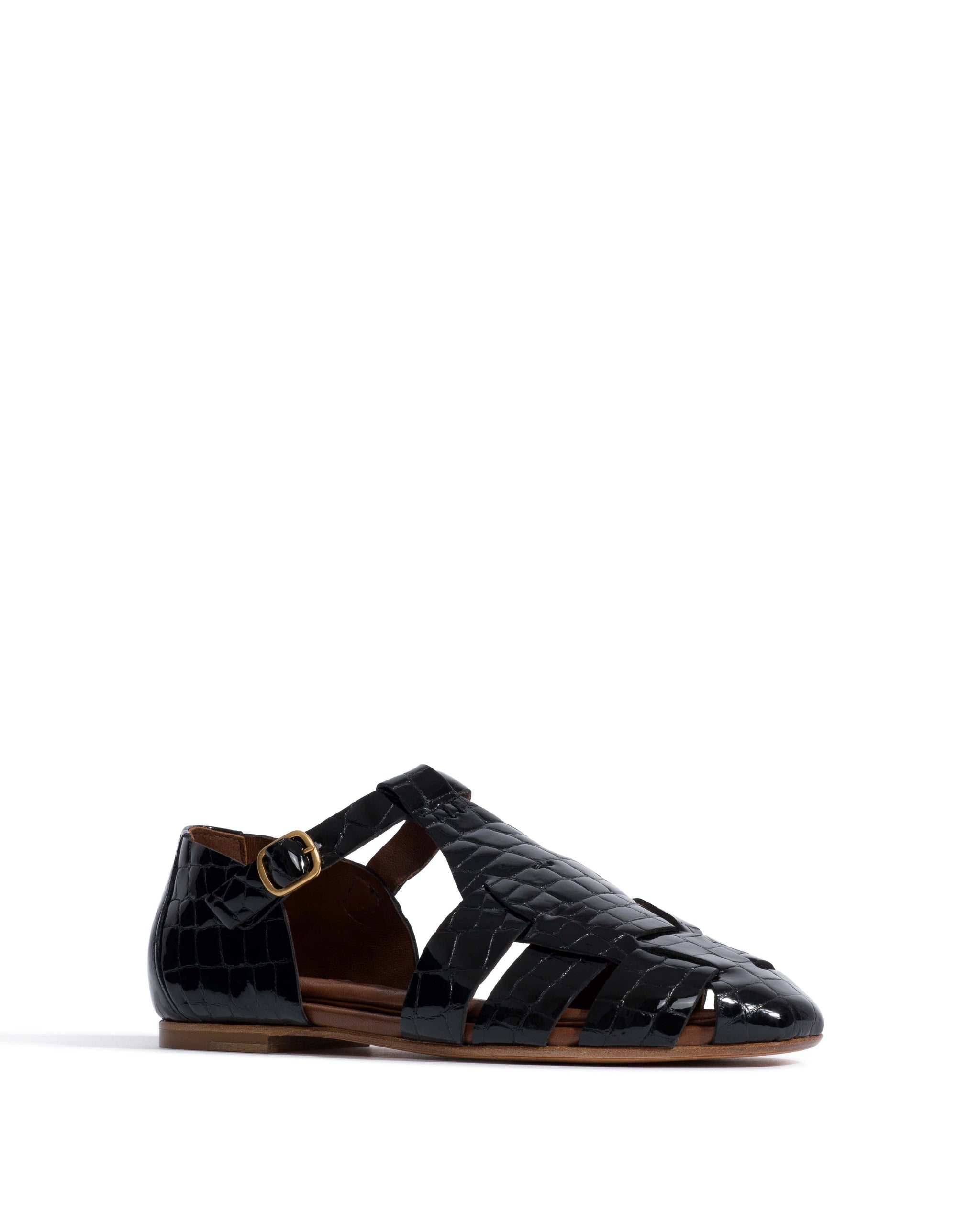 Lain flats Polished croco calf Black - Anonymous Copenhagen Flat-loafers & ballerinas & pumps