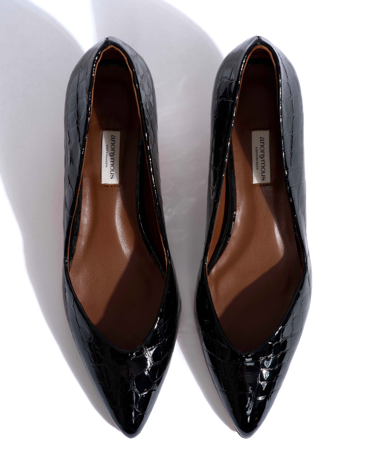 Trini 40 stiletto Polished croco calf Black
