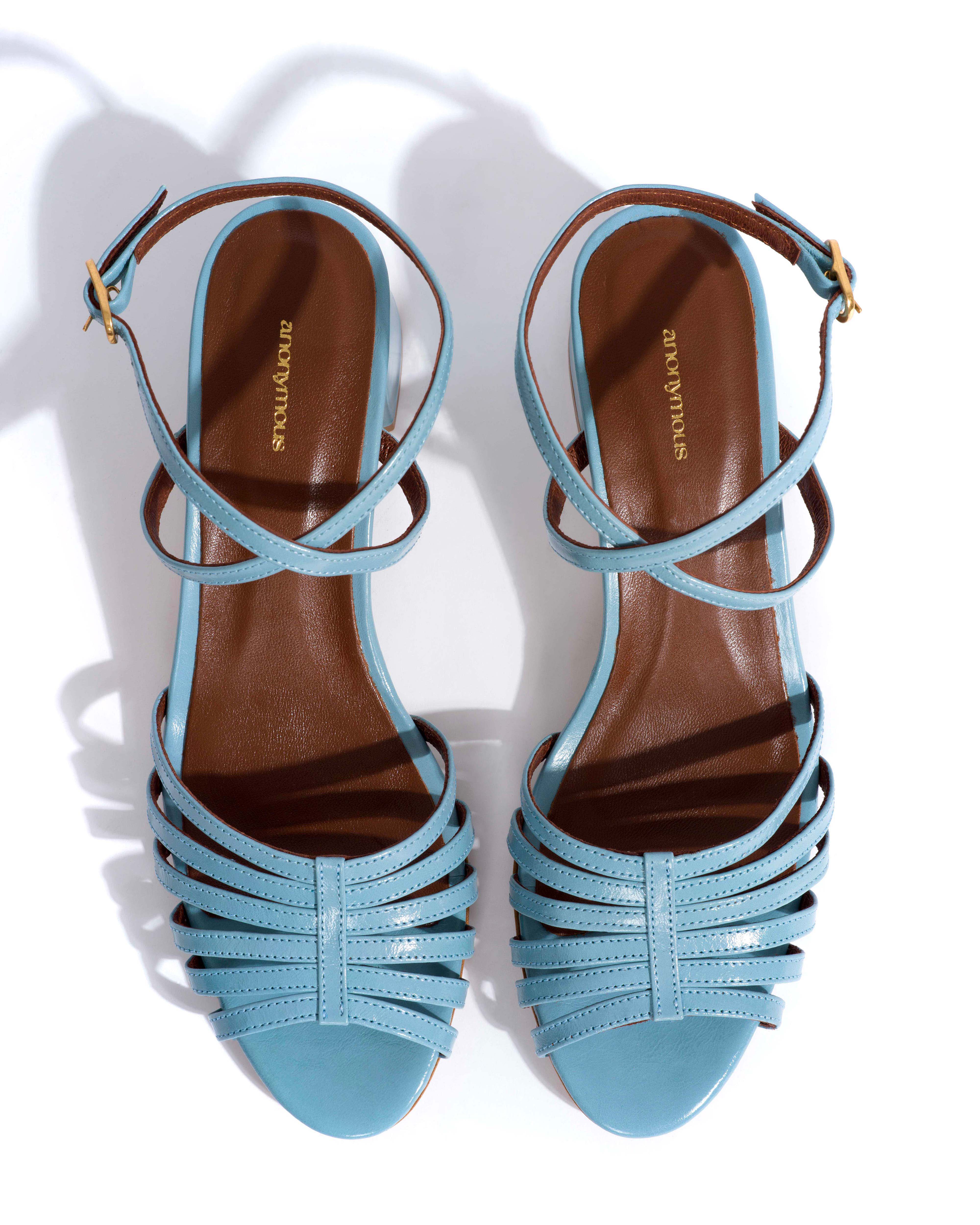 Tangie open Crinkled polished goat Porcelain blue