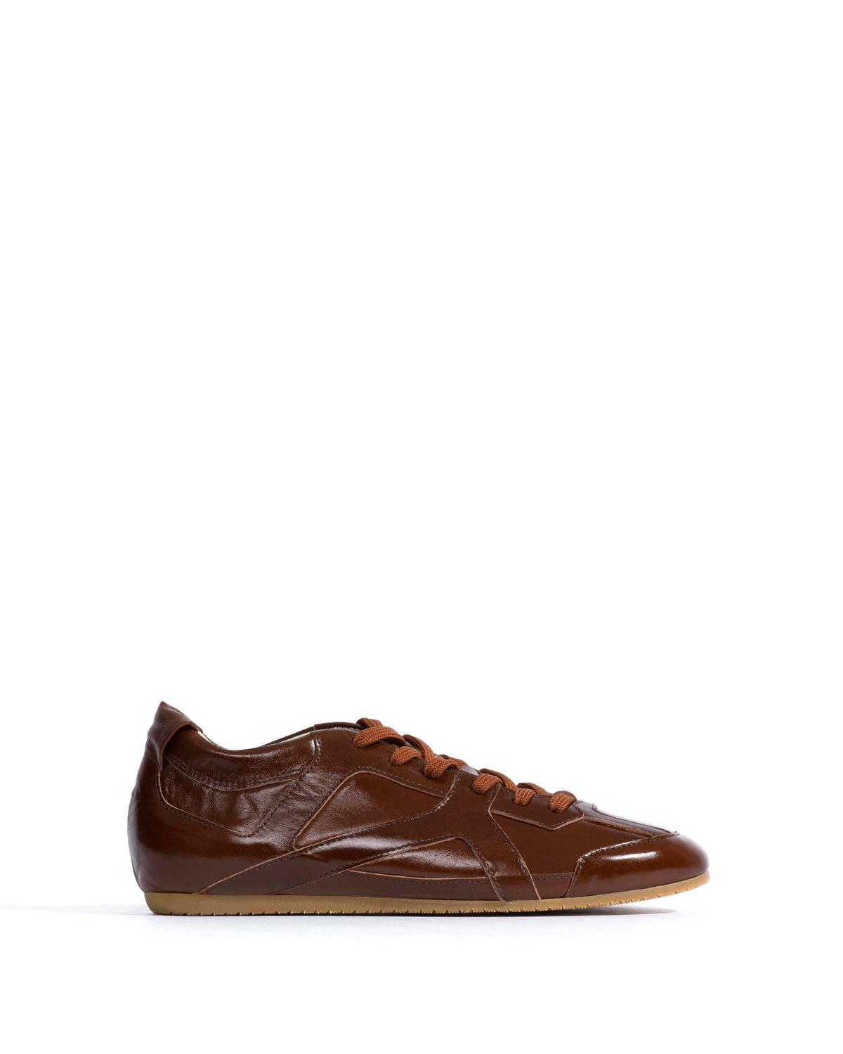 Sneakerina Crinkled polished goat Caramel brown