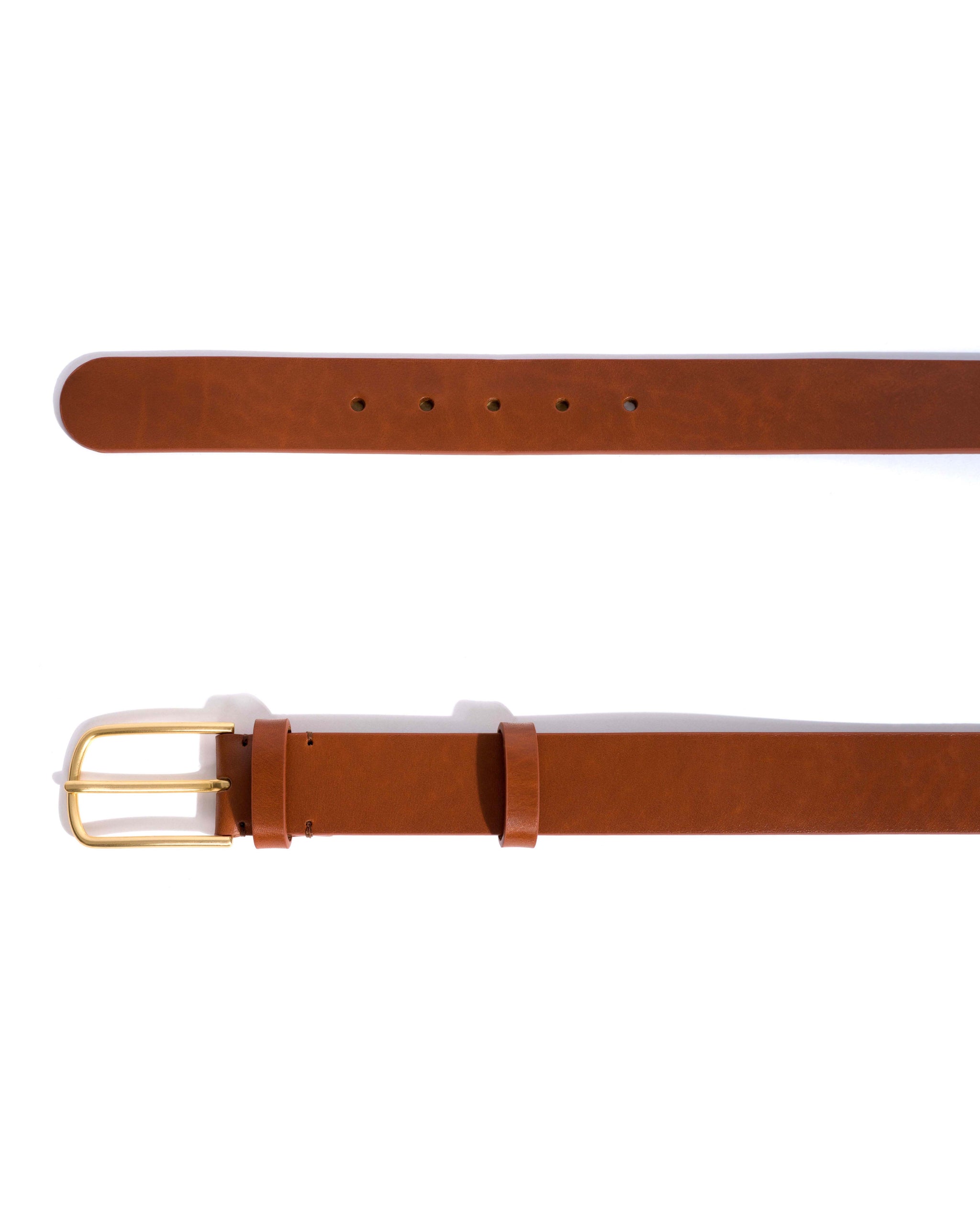 Whane simple unisex leather belt Vegetal soft calf & metal Cinnamon & gold buckle - Anonymous Copenhagen Belts