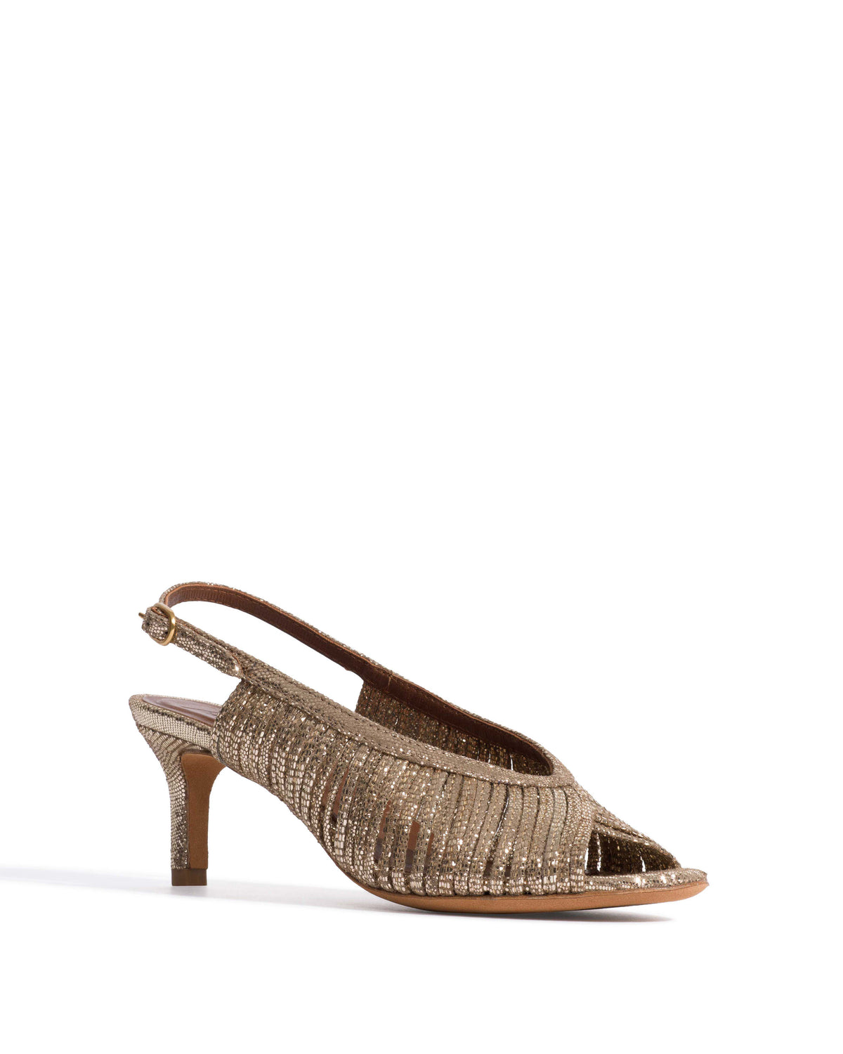 Zenia 55 Lizard metallic goat Vintage champagne