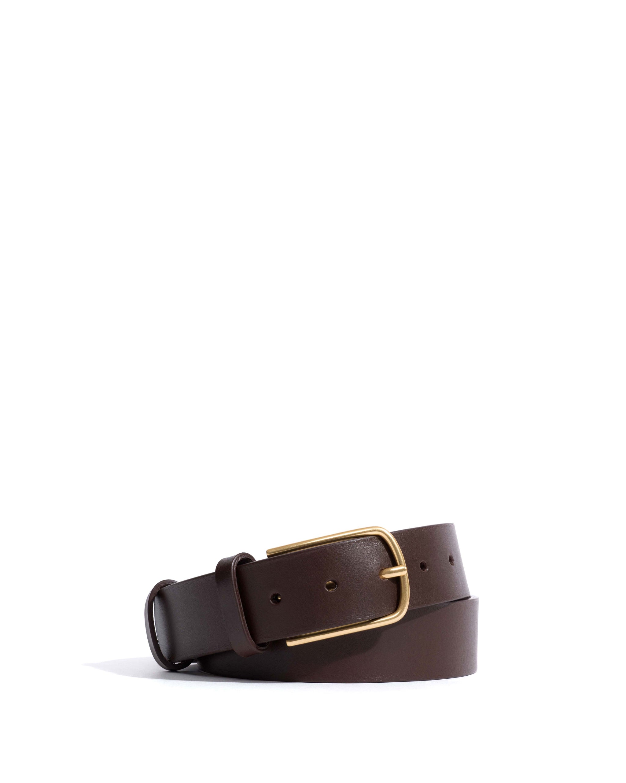 Whane simple unisex leather belt Vegetal soft calf & metal Coffee brown & gold buckle - Anonymous Copenhagen Belts