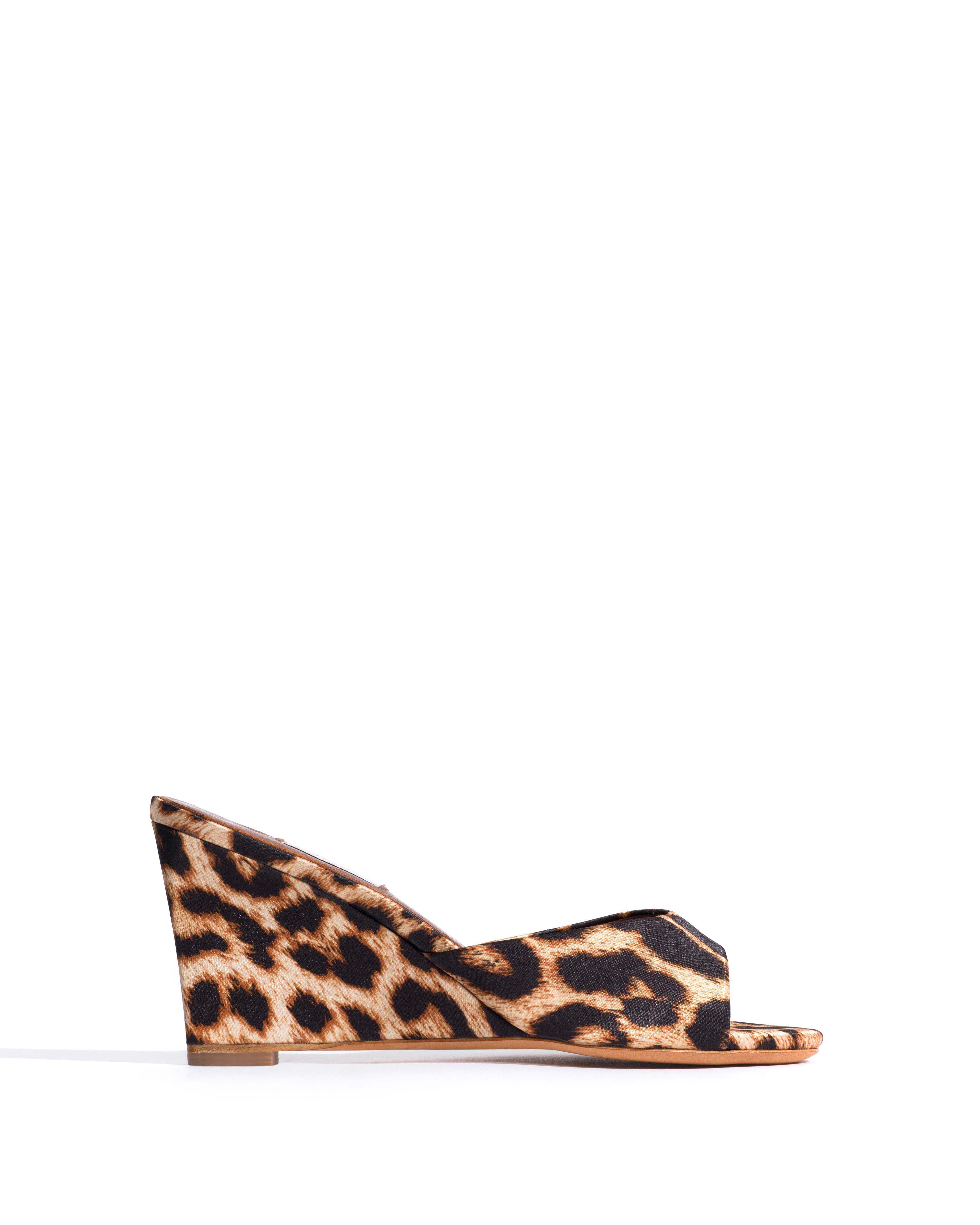 Gwen 75 wedge Satin print Leopard