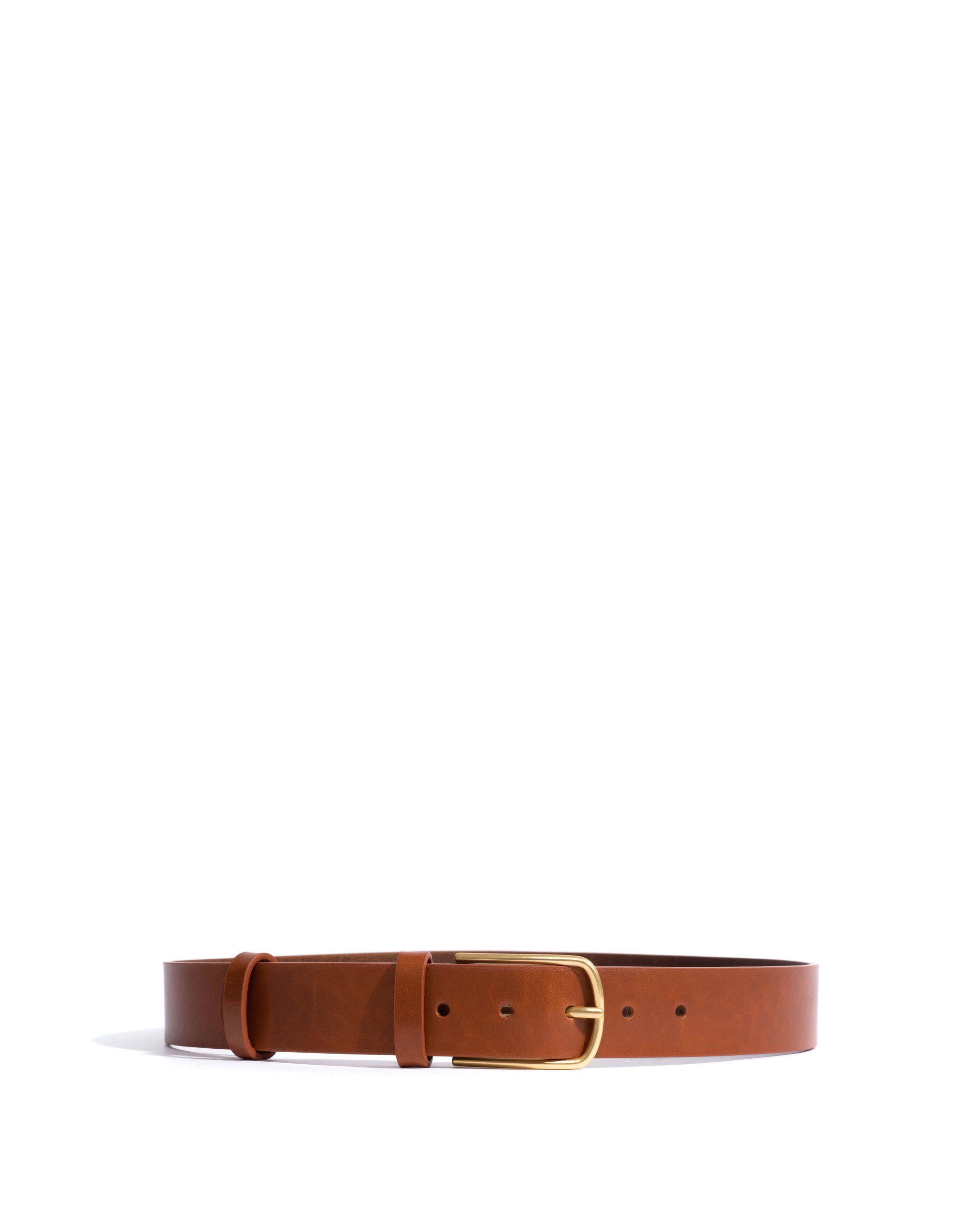 Whane simple unisex leather belt Vegetal soft calf & metal Cinnamon & gold buckle - Anonymous Copenhagen Belts