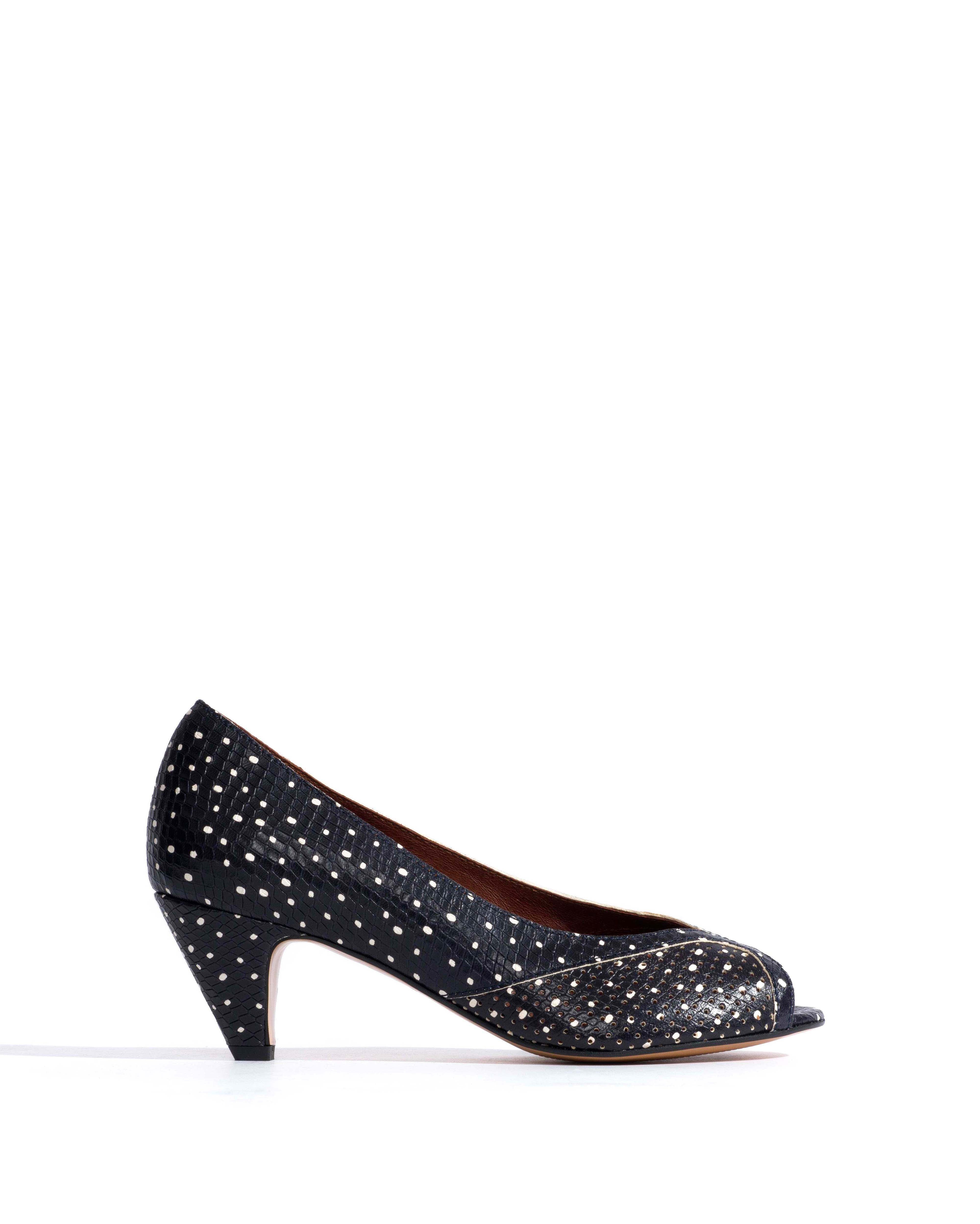 Tiffany stiletto Spotted snake calf Midnight blue