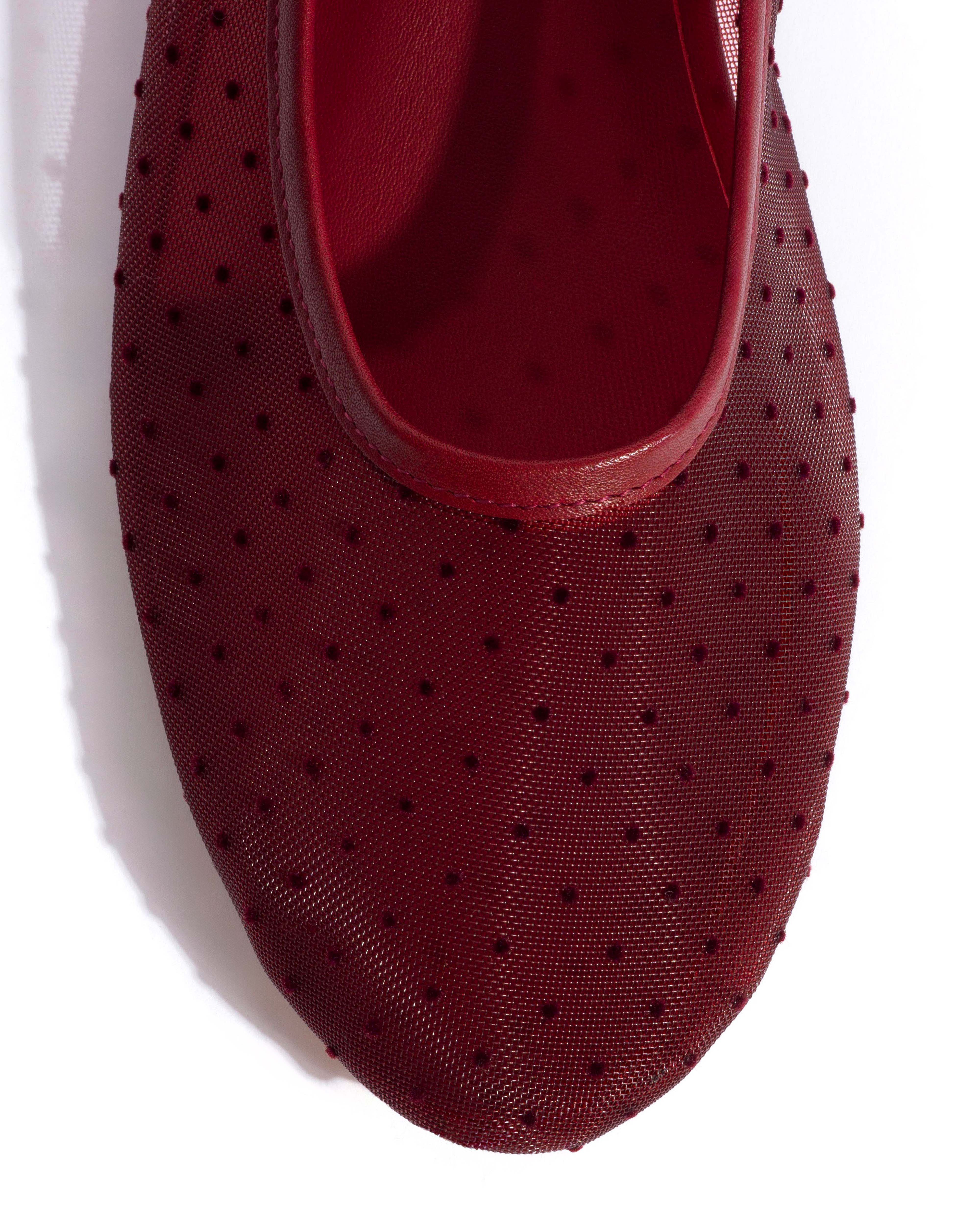 Sacha mesh Shiny lamb & dot velvet mesh Pomegranate