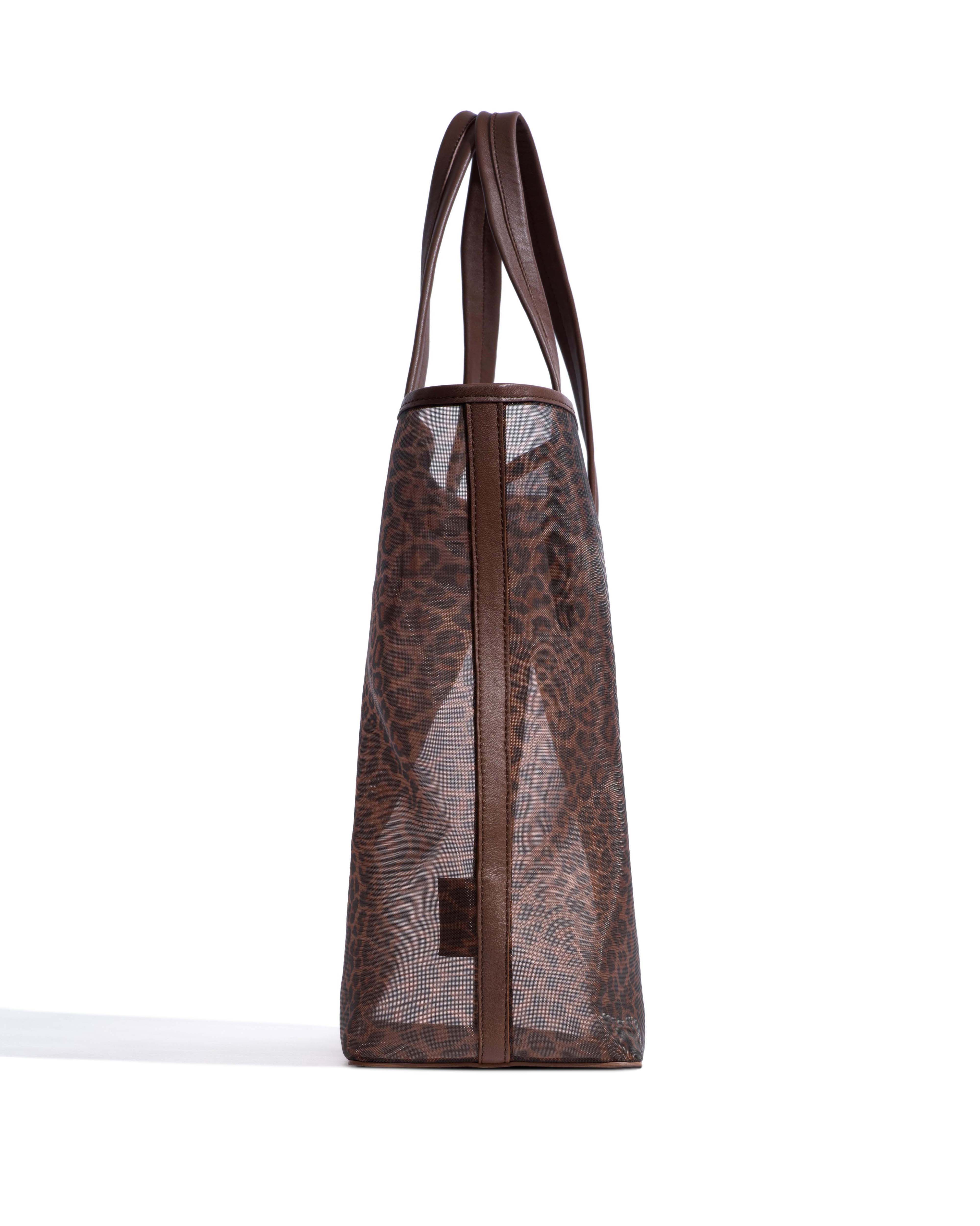 Ruba shopper mesh Shiny lamb & mesh Chocolate & leopard