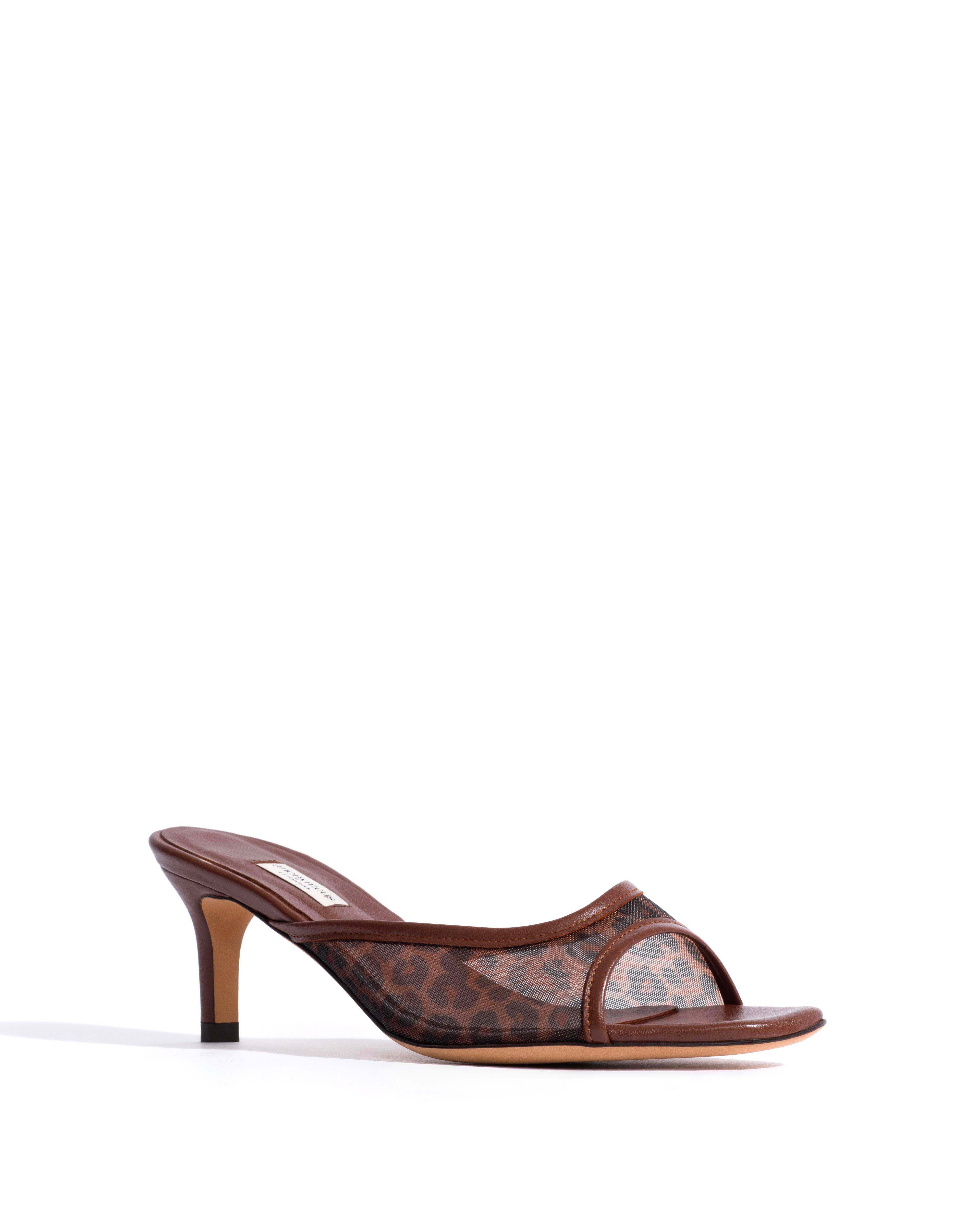 Mazy 55 mesh Shiny lamb & mesh Chocolate & leopard