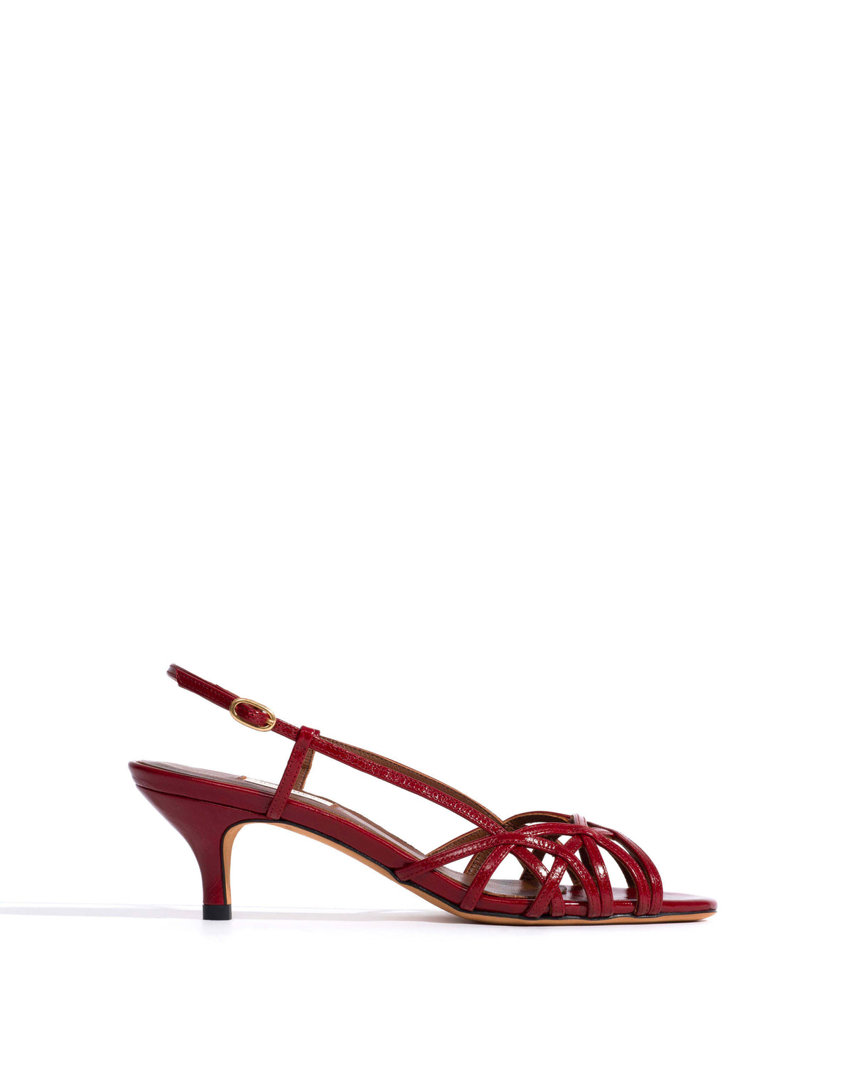 Scarlett 50 kitten Crinkled polished goat Pomegranate