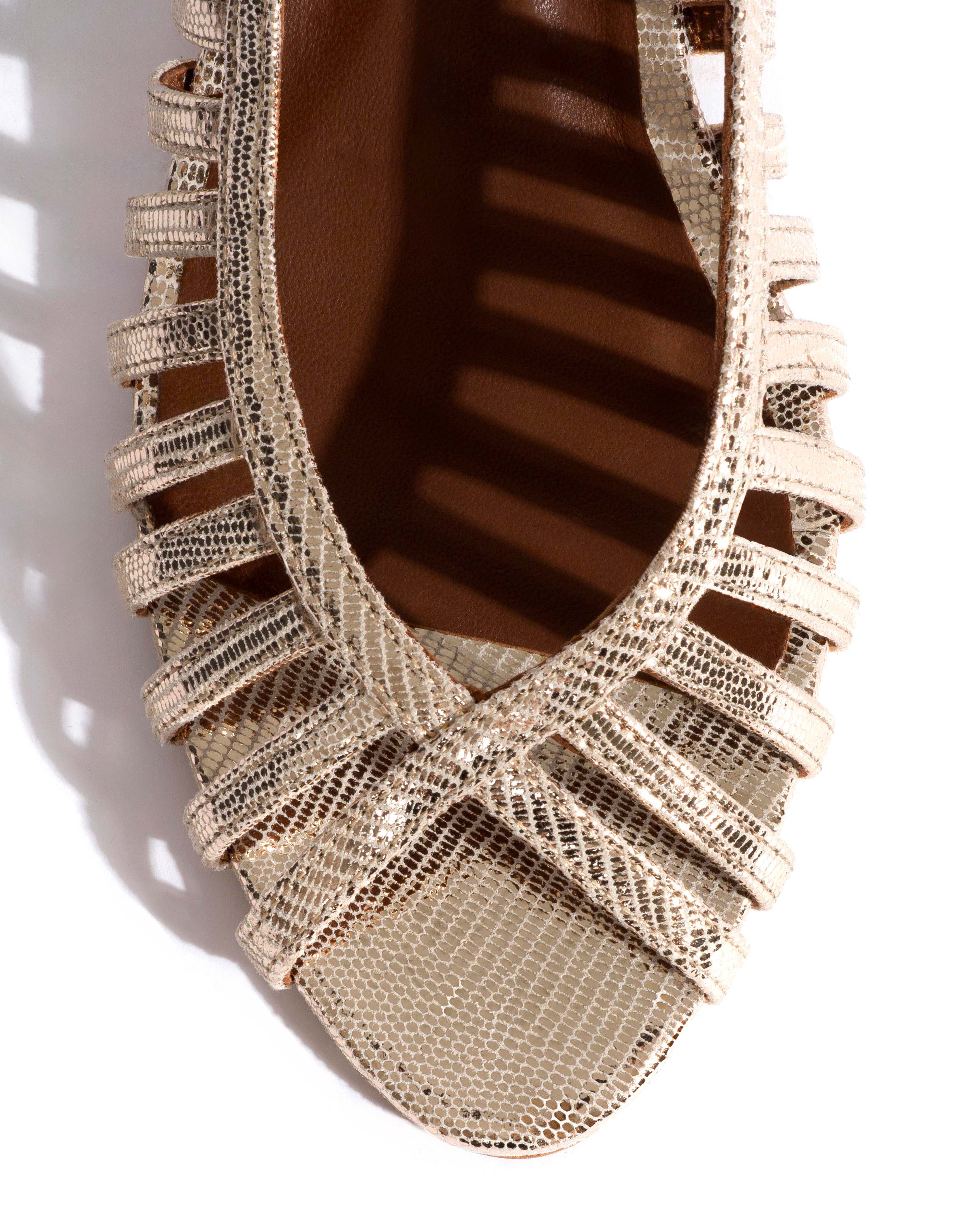 Carminho 40 stiletto Lizard metallic goat Champagne