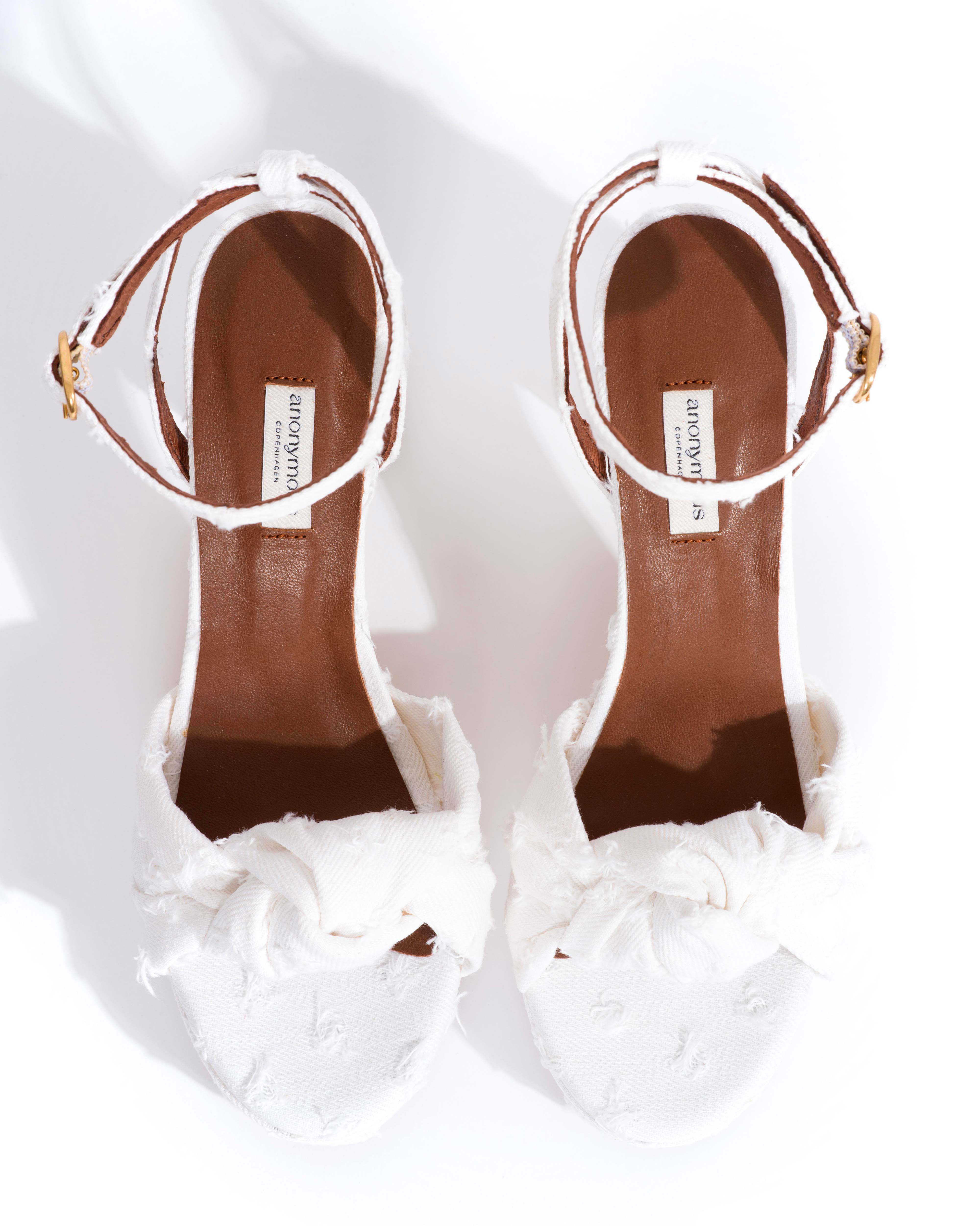 Aliza 85 platform Denim Distressed washed white