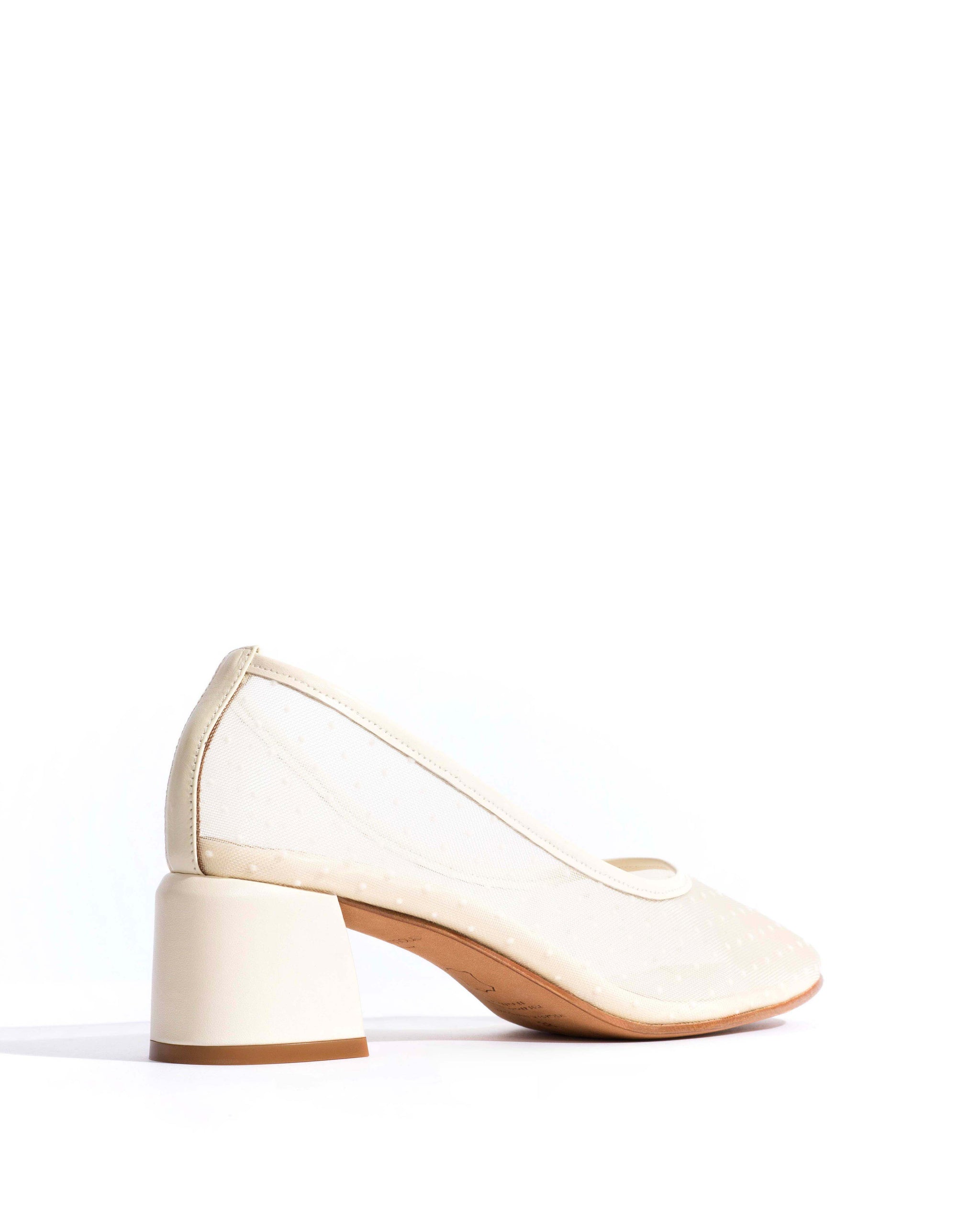 Sacha 40 mesh Shiny lamb & dot velvet mesh White sand - Anonymous Copenhagen Heels