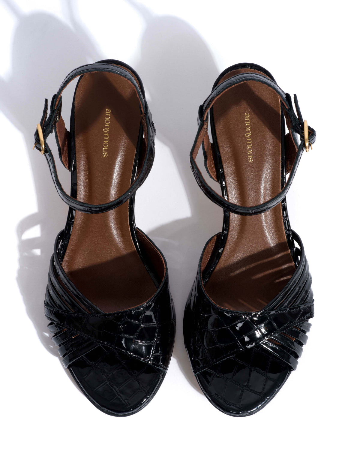 Hermine 50 stiletto Polished croco calf Black