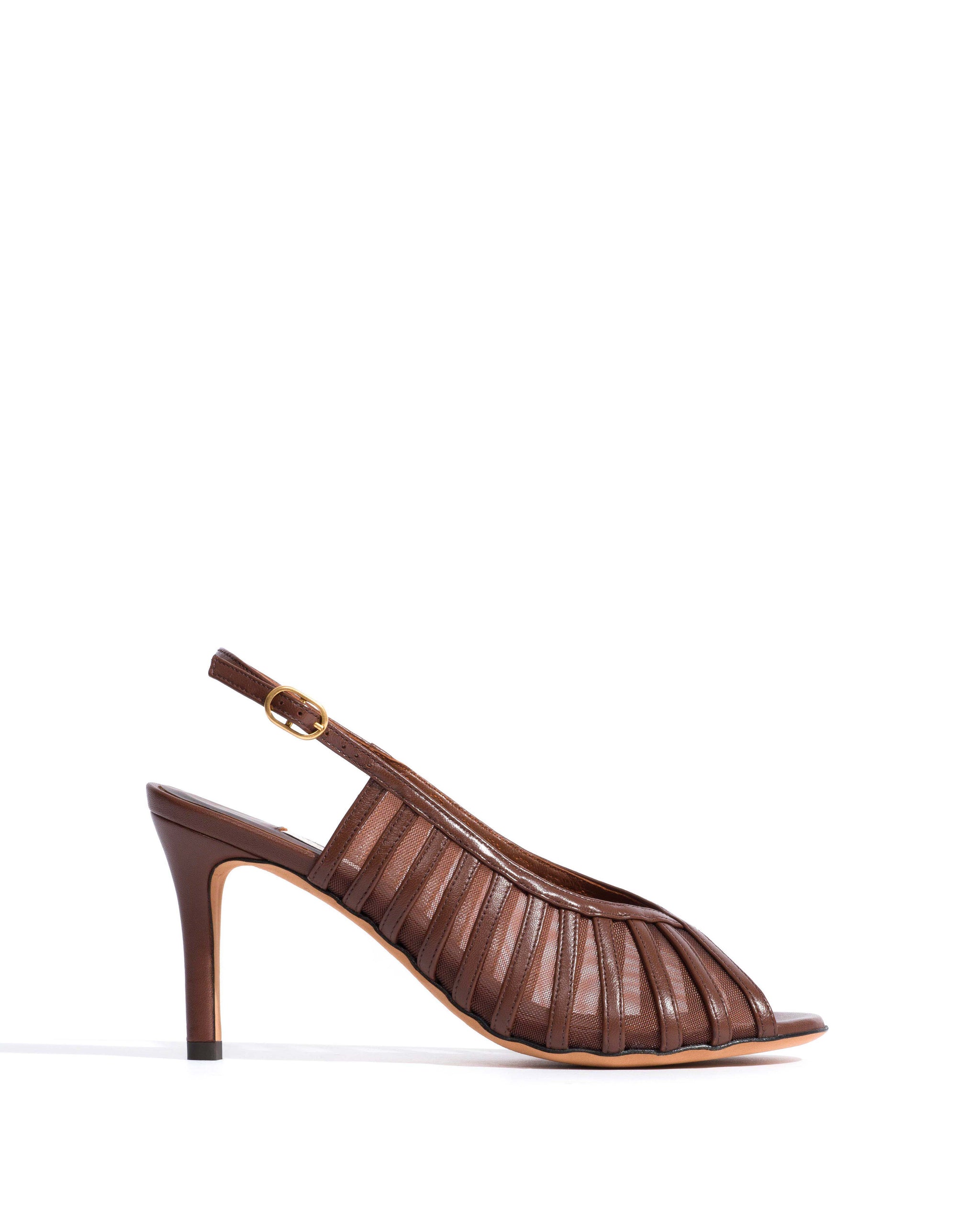 Carminho 75 mesh Shiny lamb & mesh Chocolate - Anonymous Copenhagen Heels