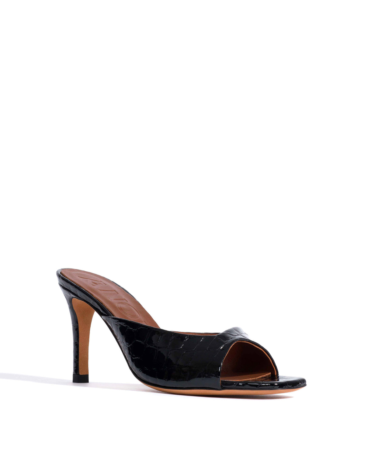 Mazy 75 Polished croco calf Black