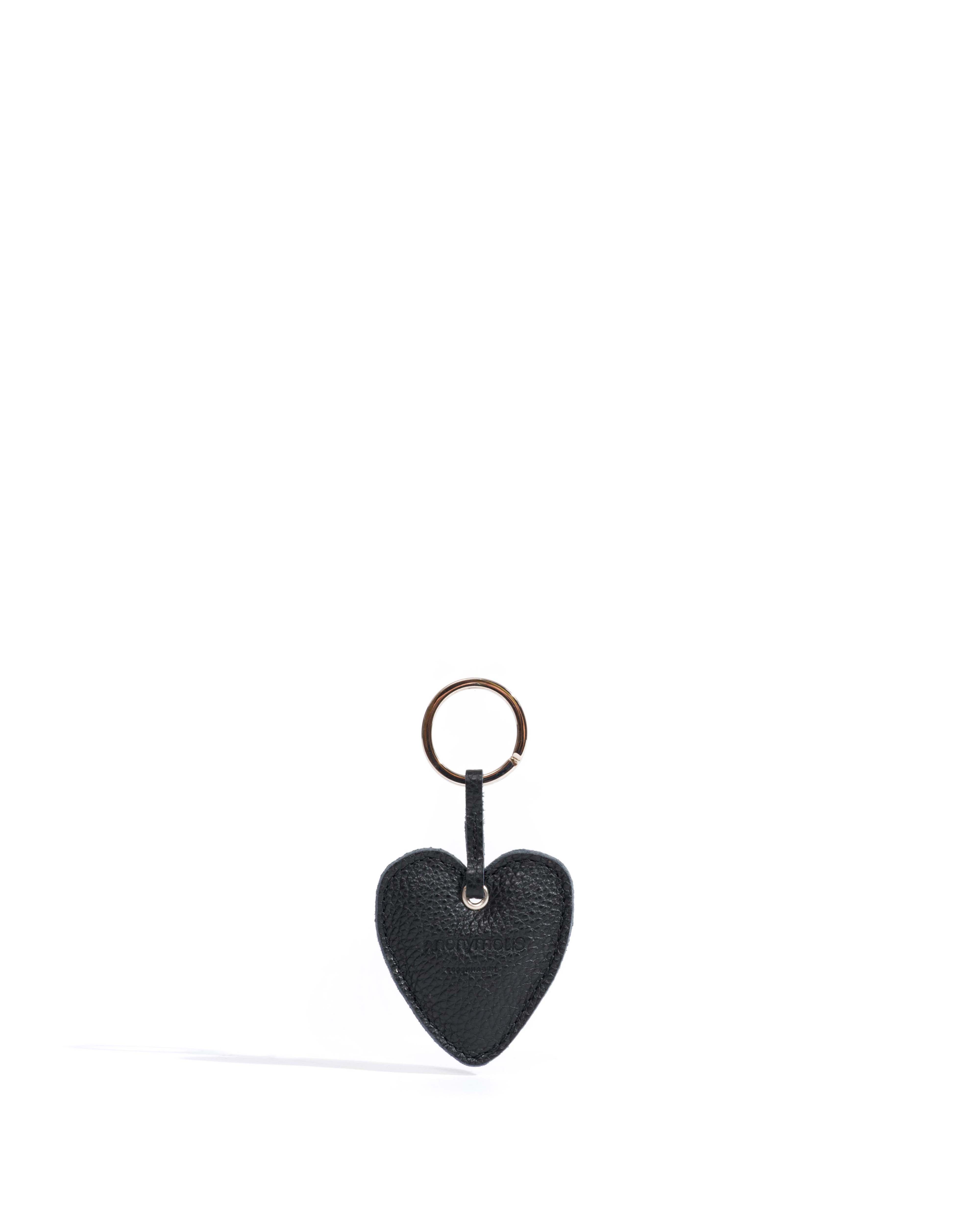 Heart keyring Pebbled soft calf Black
