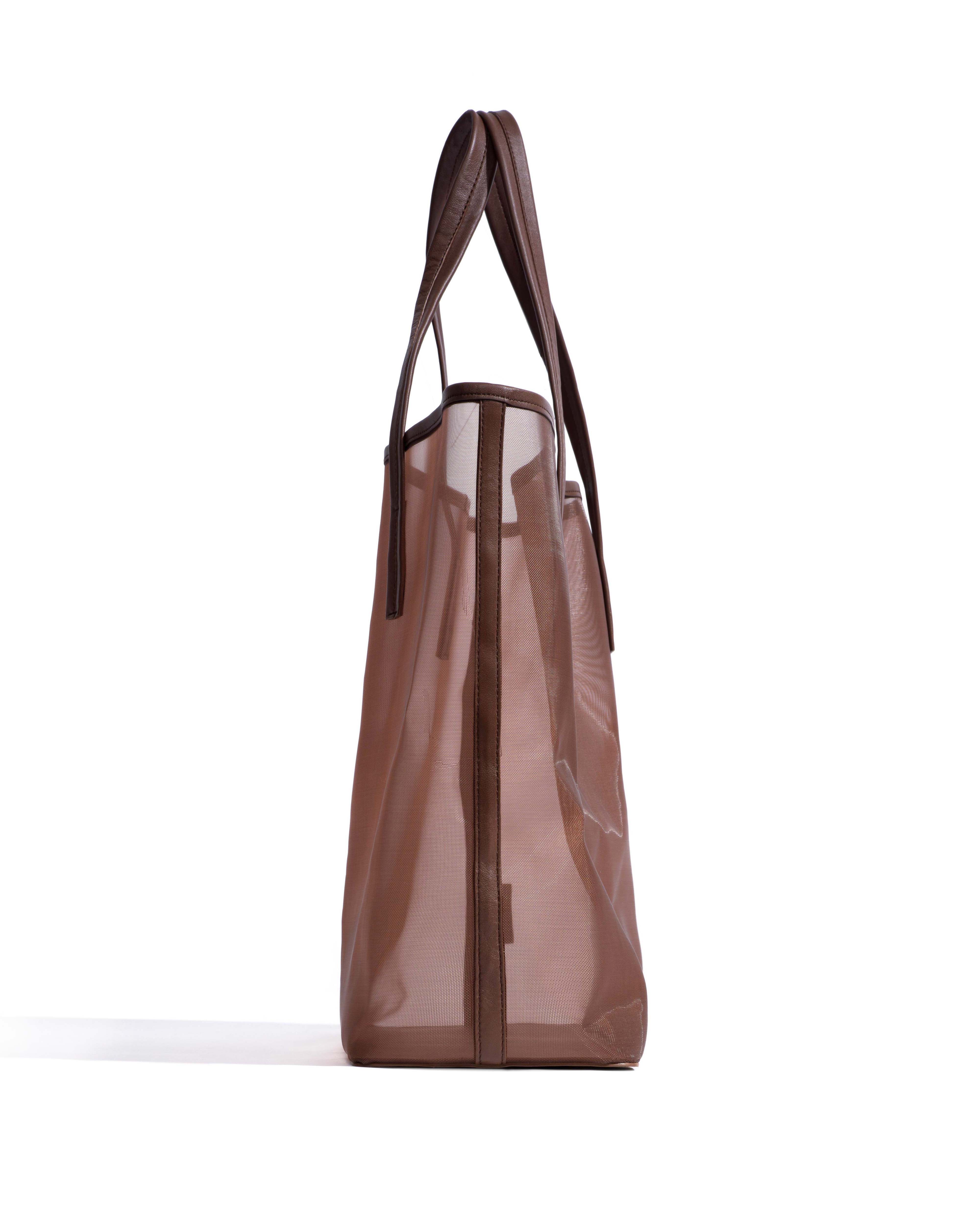 Ruba shopper mesh Shiny lamb & mesh Chocolate