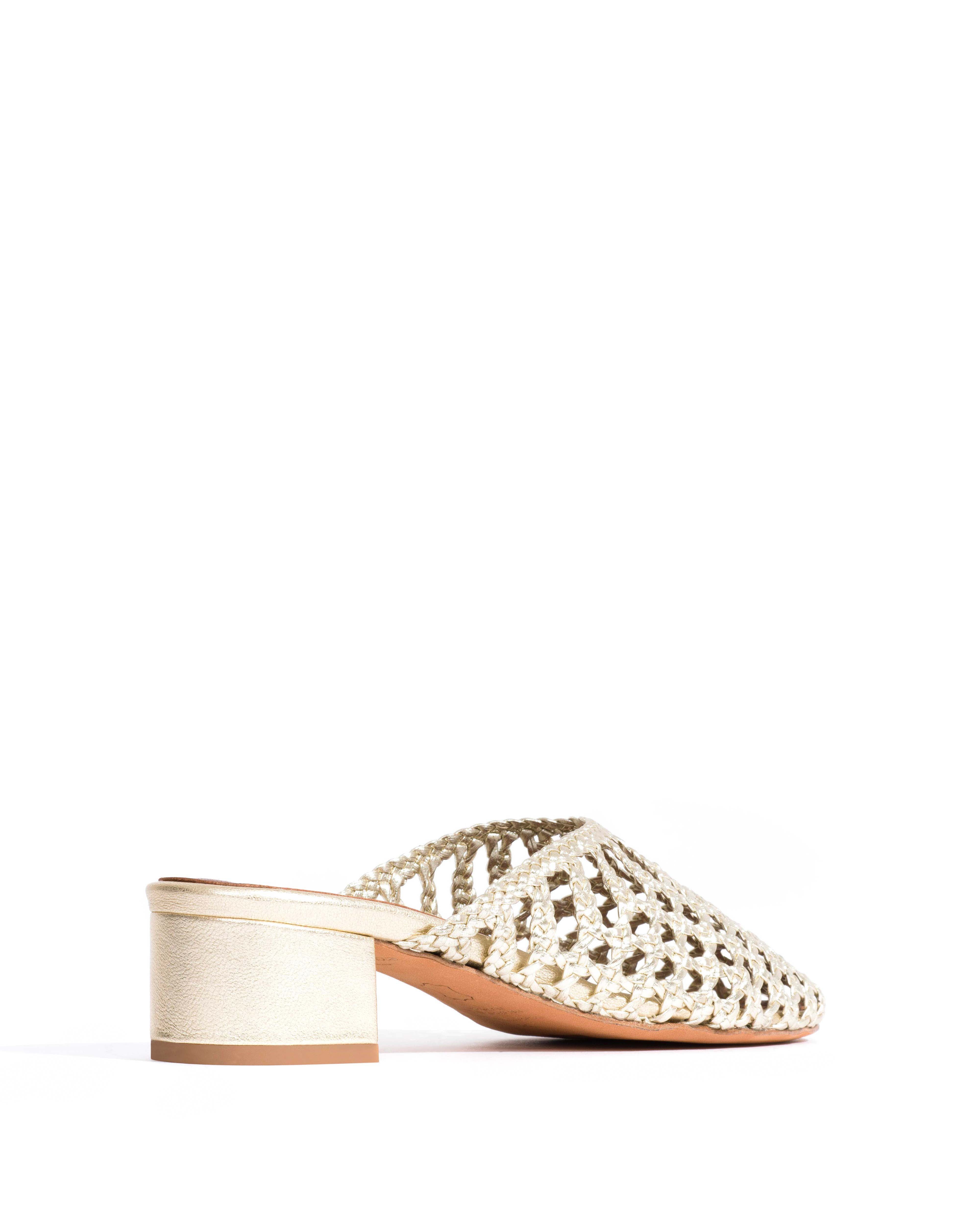 Sabrina 40 hand-braided leather Champagne