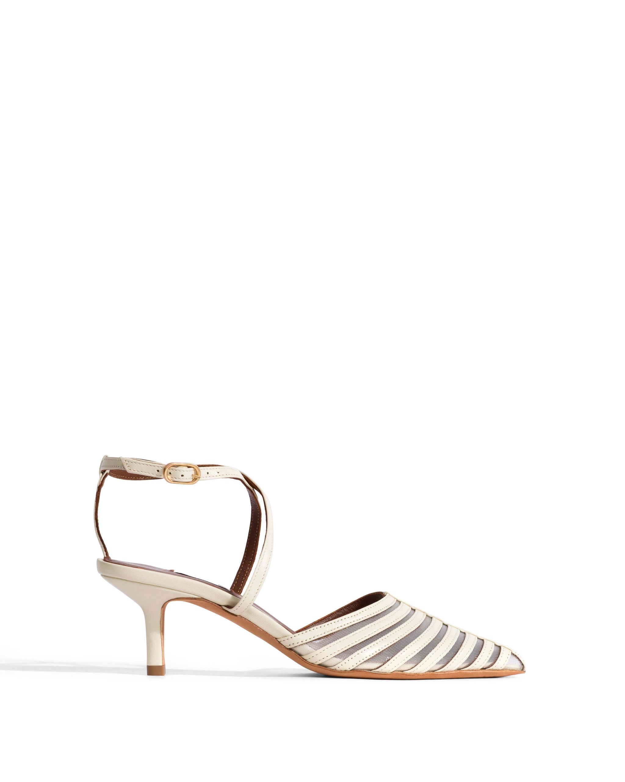 Schila mesh Shiny lamb & mesh White sand - Anonymous Copenhagen Heels