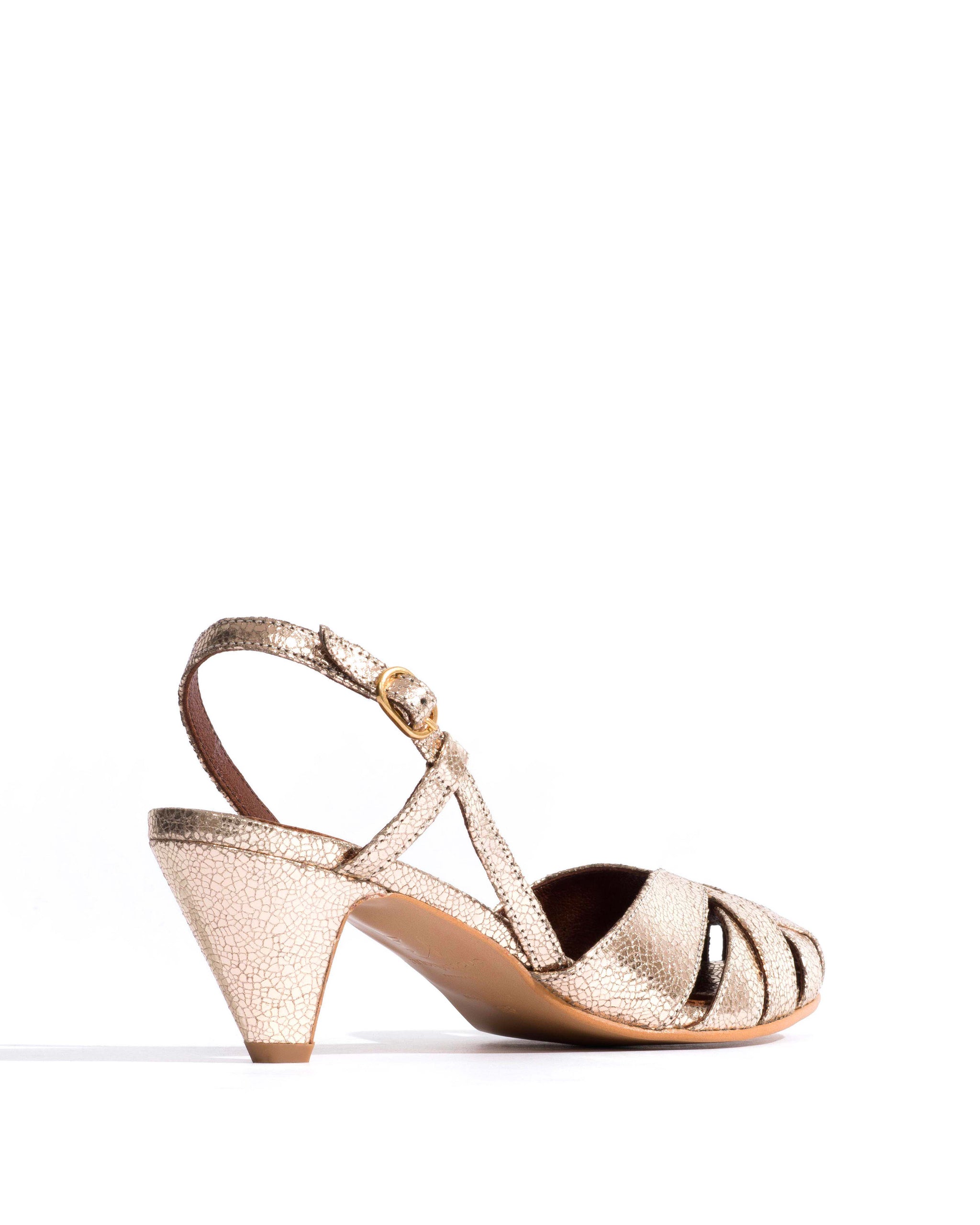 Banie 50 stiletto Crackled metallic goat Vintage champagne