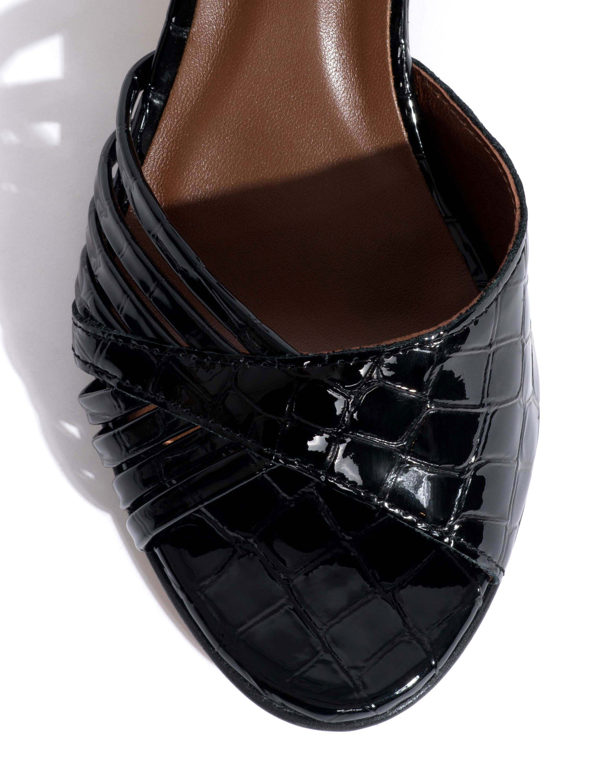 Hermine 50 stiletto Polished croco calf Black