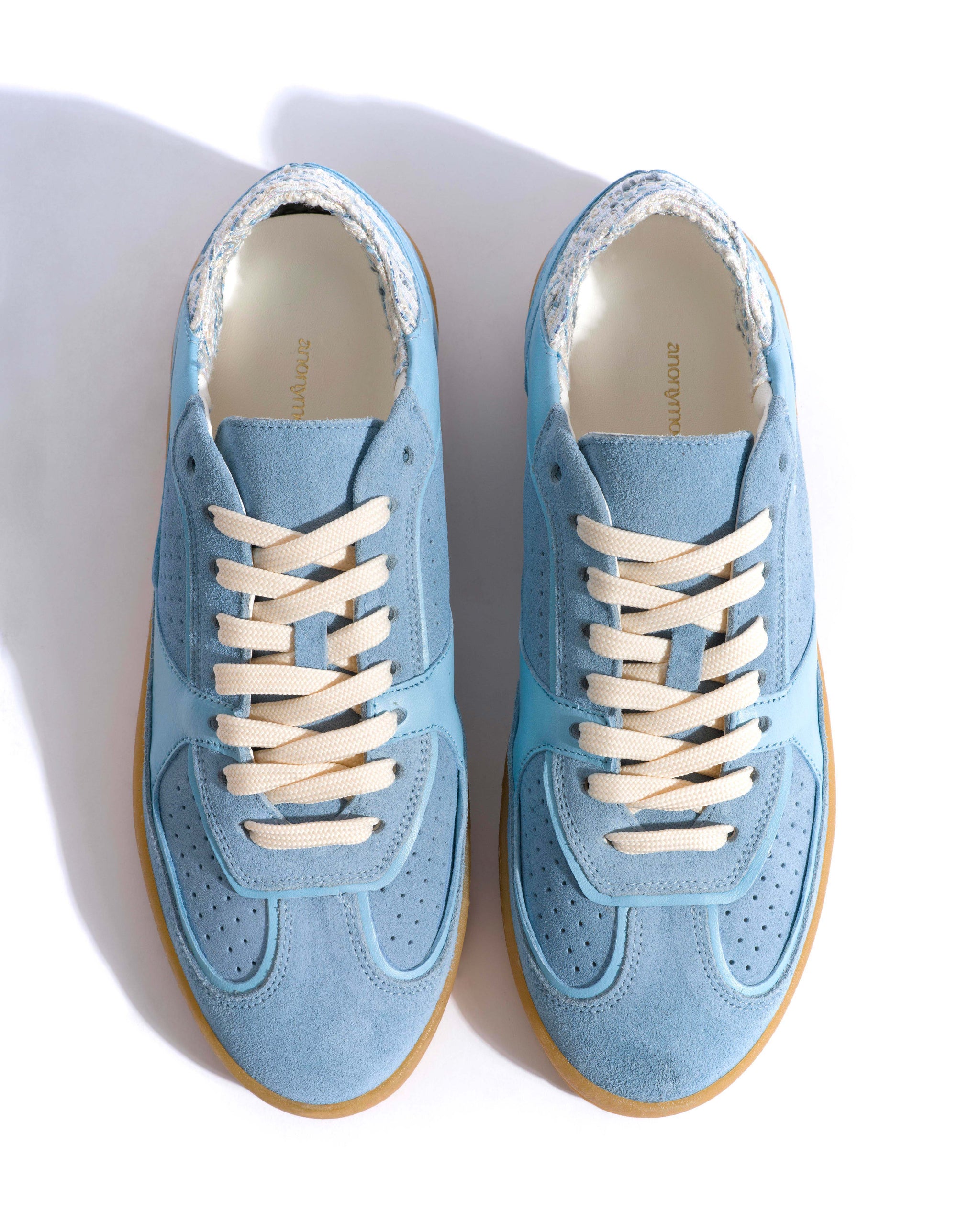 Dabbie Calf suede & sleek leather & boucle Porcelain blue & white porcelain blue